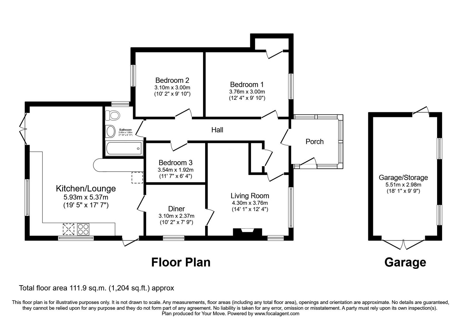 Floorplan of 3 bedroom Detached Bungalow for sale, Sandy Lane, Locharbriggs, Dumfries and Galloway, DG1
