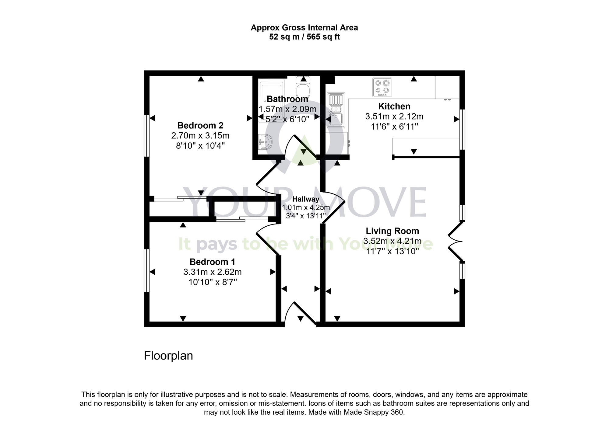 Floorplan of 2 bedroom  Flat for sale, Kirkpatrick Court, Dumfries, Dumfries and Galloway, DG2