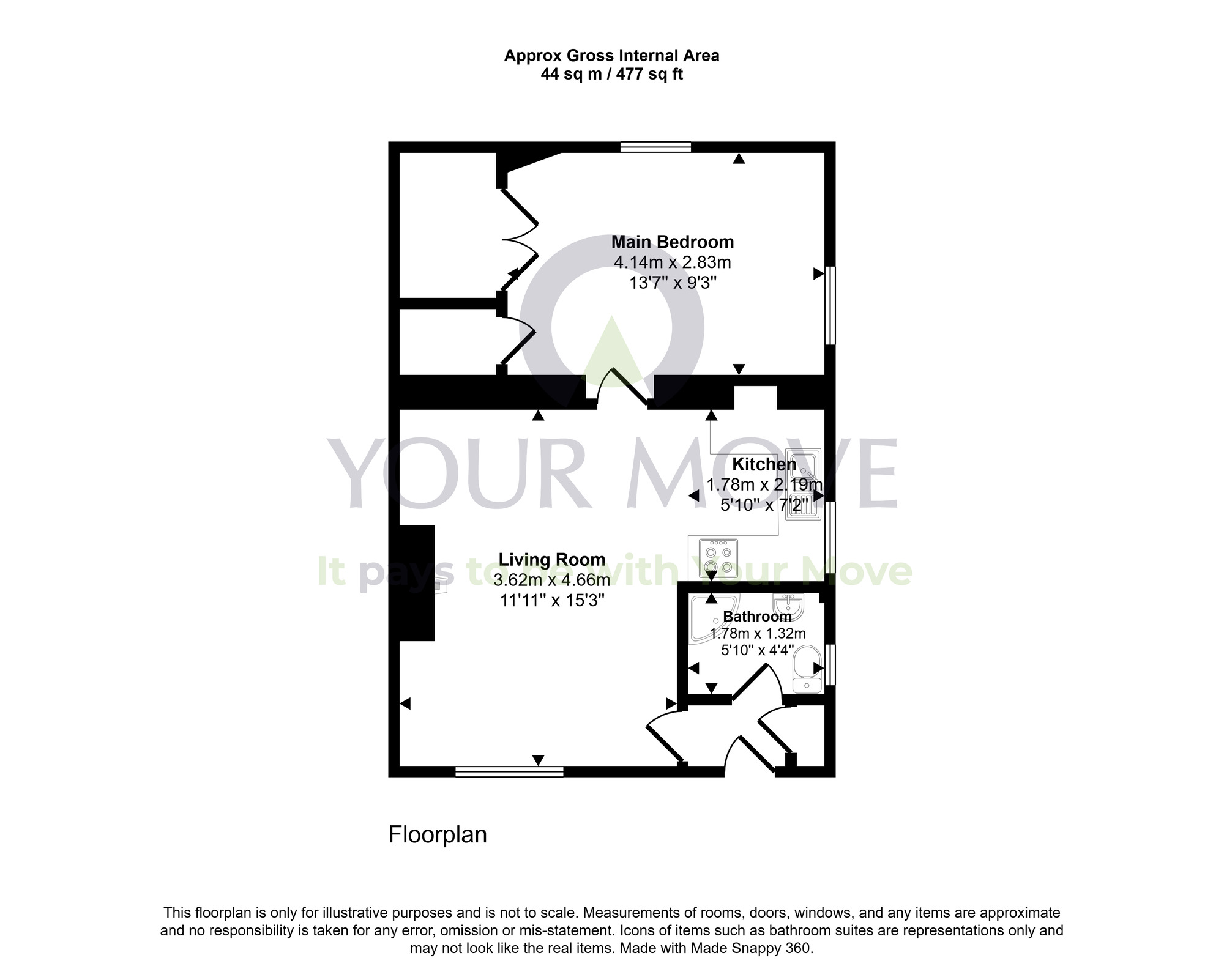 Floorplan of 1 bedroom End Terrace Bungalow for sale, Roucan Road, Collin, Dumfries and Galloway, DG1