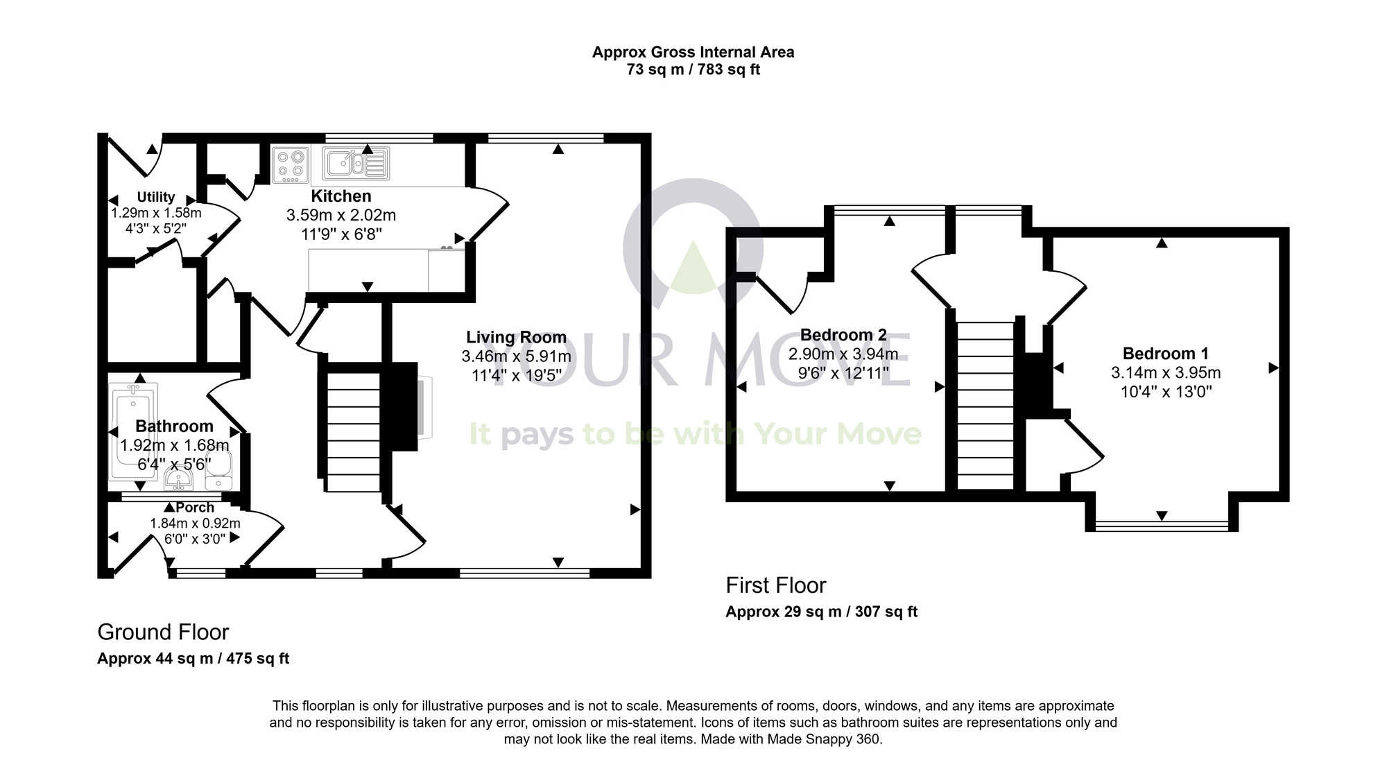 Floorplan of 2 bedroom Semi Detached House for sale, Bowling Green Road, Port William, Dumfries and Galloway, DG8