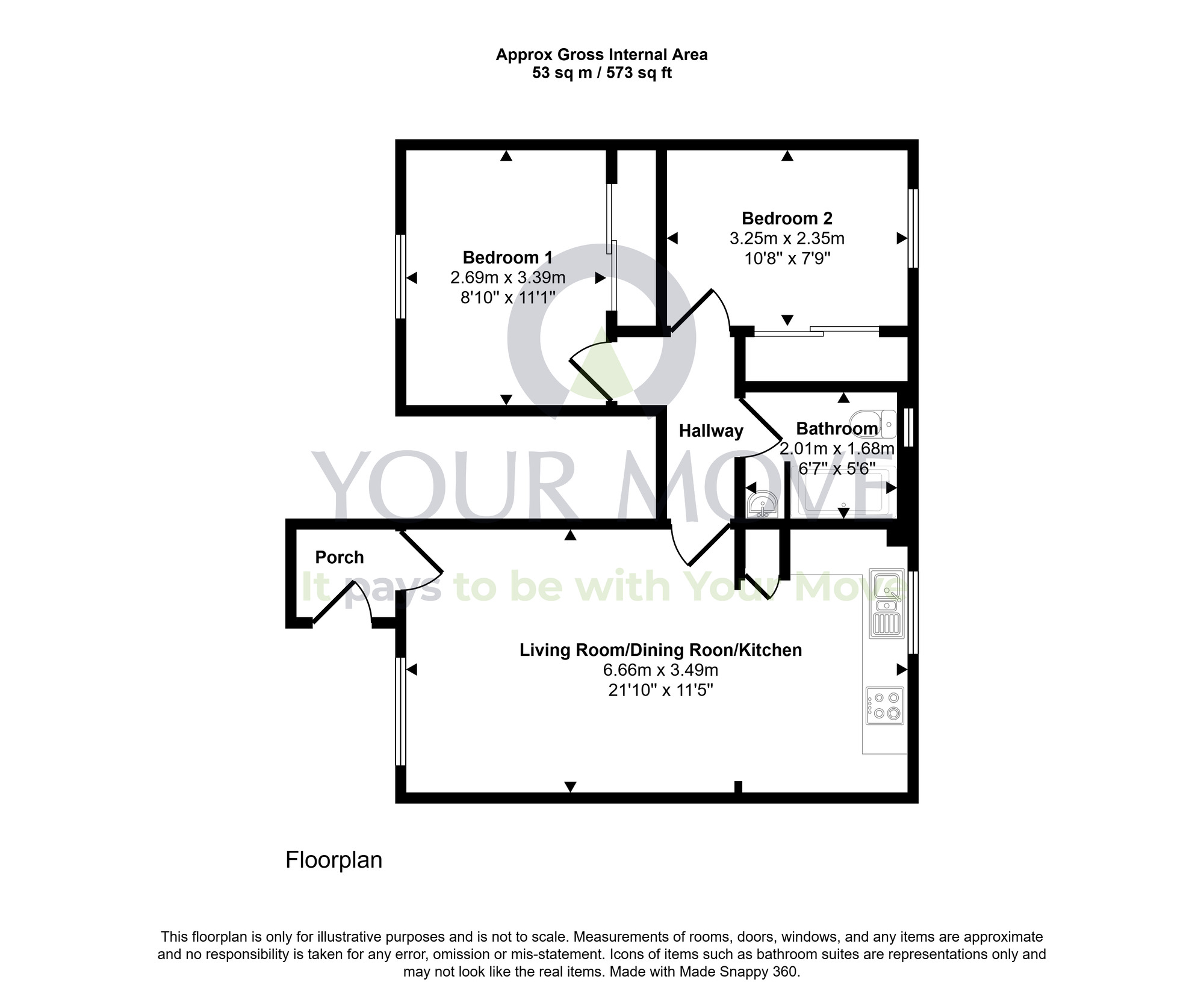 Floorplan of 2 bedroom Flat for sale, Kirkpatrick Court, Dumfries, Dumfries and Galloway, DG2