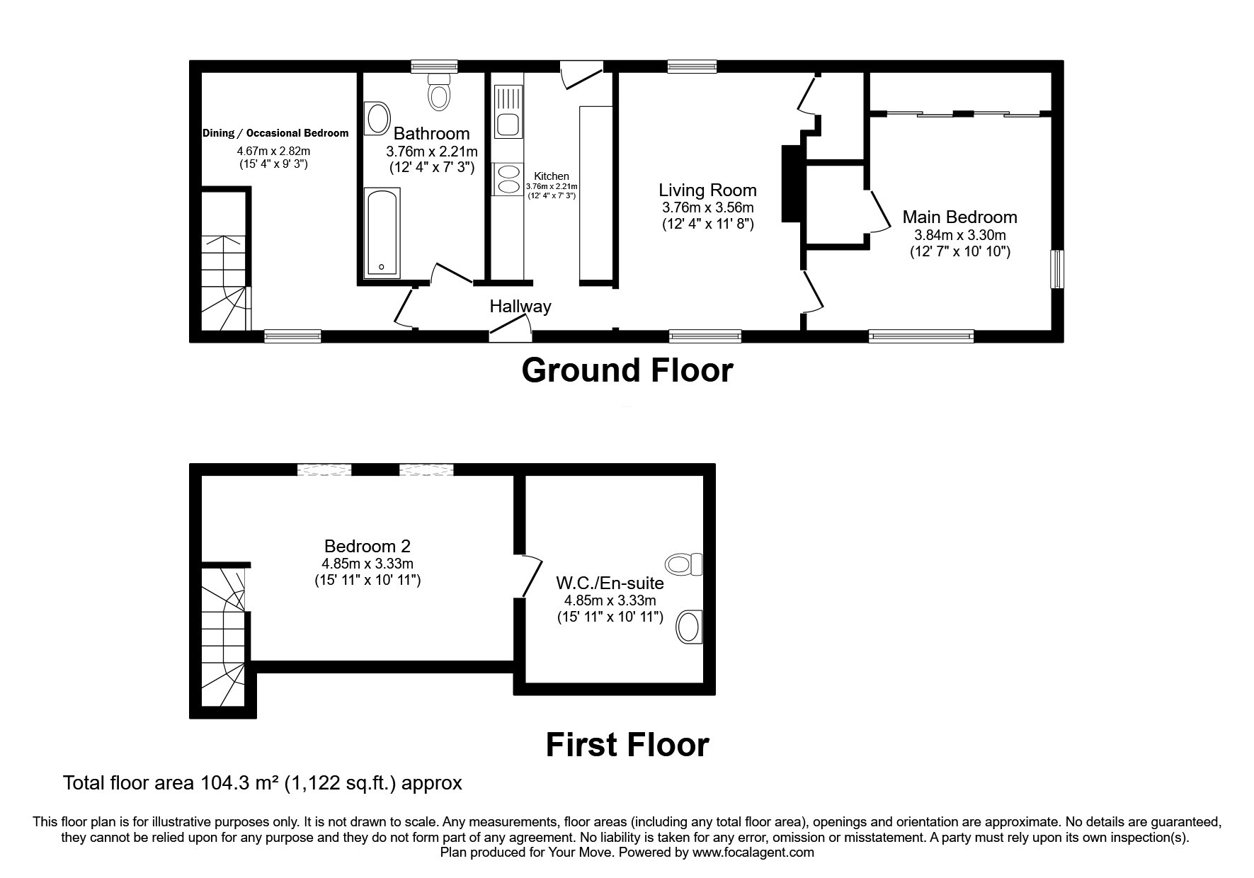 Floorplan of 2 bedroom Detached Property for sale, Thornhill, Dumfries and Galloway, DG3