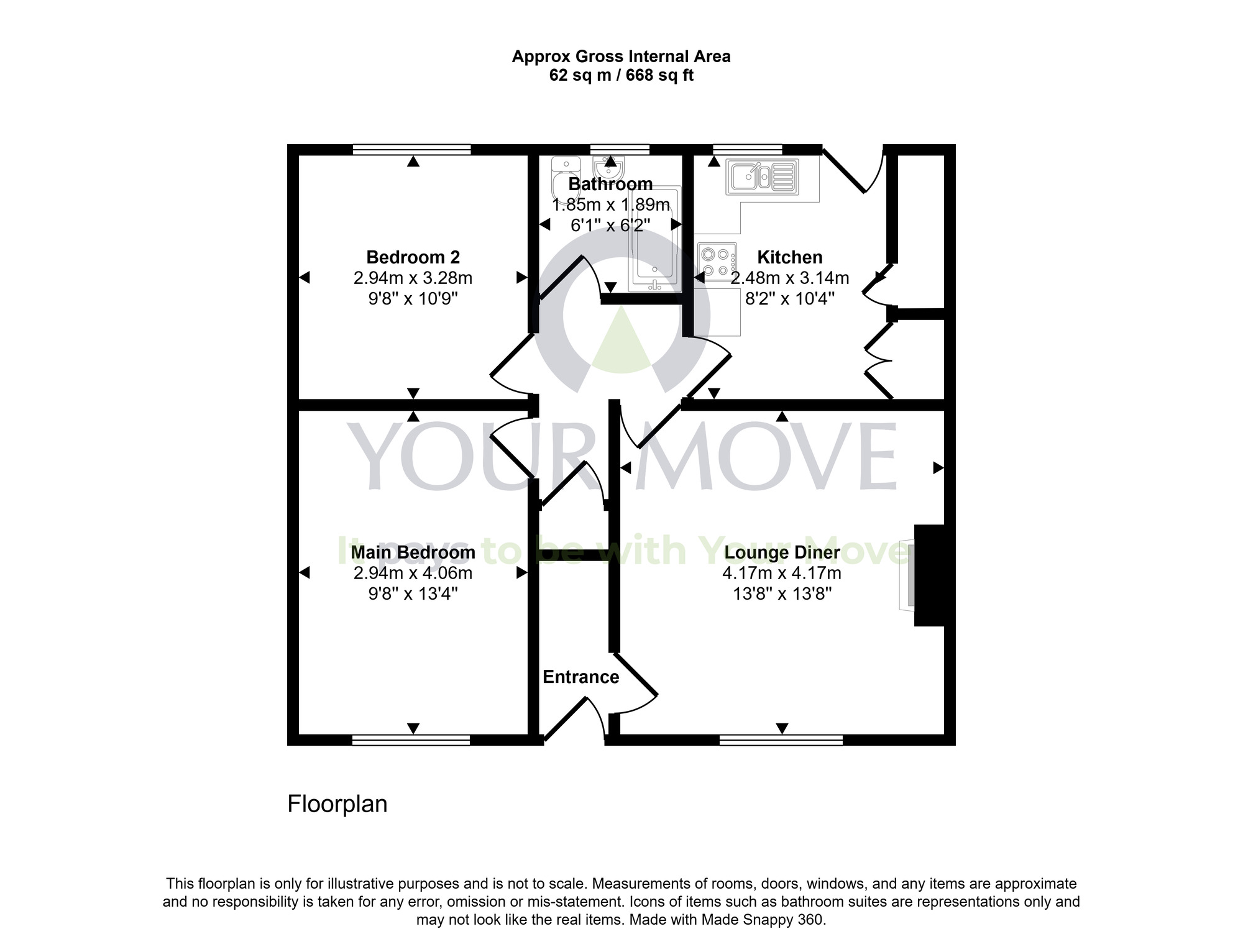 Floorplan of 2 bedroom End Terrace Bungalow for sale, Kinnaird Road, Forgandenny, Perth and Kinross, PH2