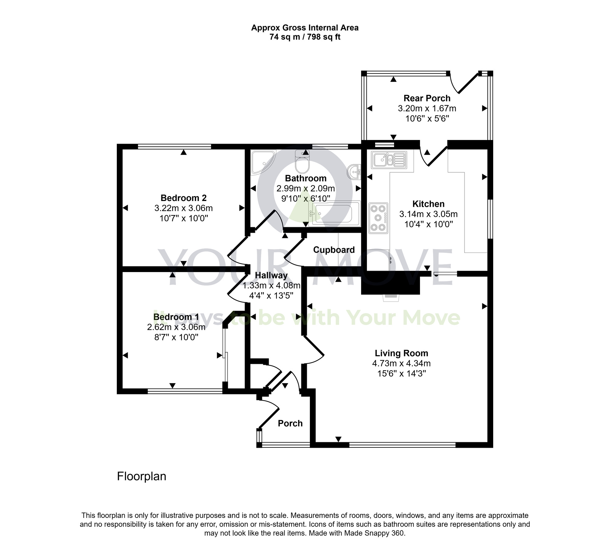 Floorplan of 2 bedroom Detached Bungalow for sale, Ashwood Drive, Stranraer, Dumfries and Galloway, DG9