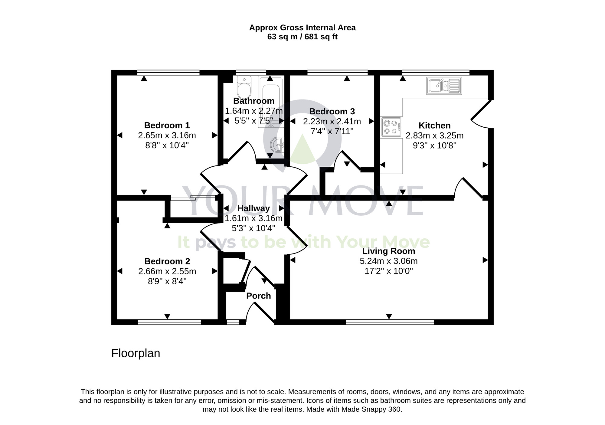 Floorplan of 3 bedroom Detached Bungalow for sale, Lime Grove, Dumfries, Dumfries and Galloway, DG1