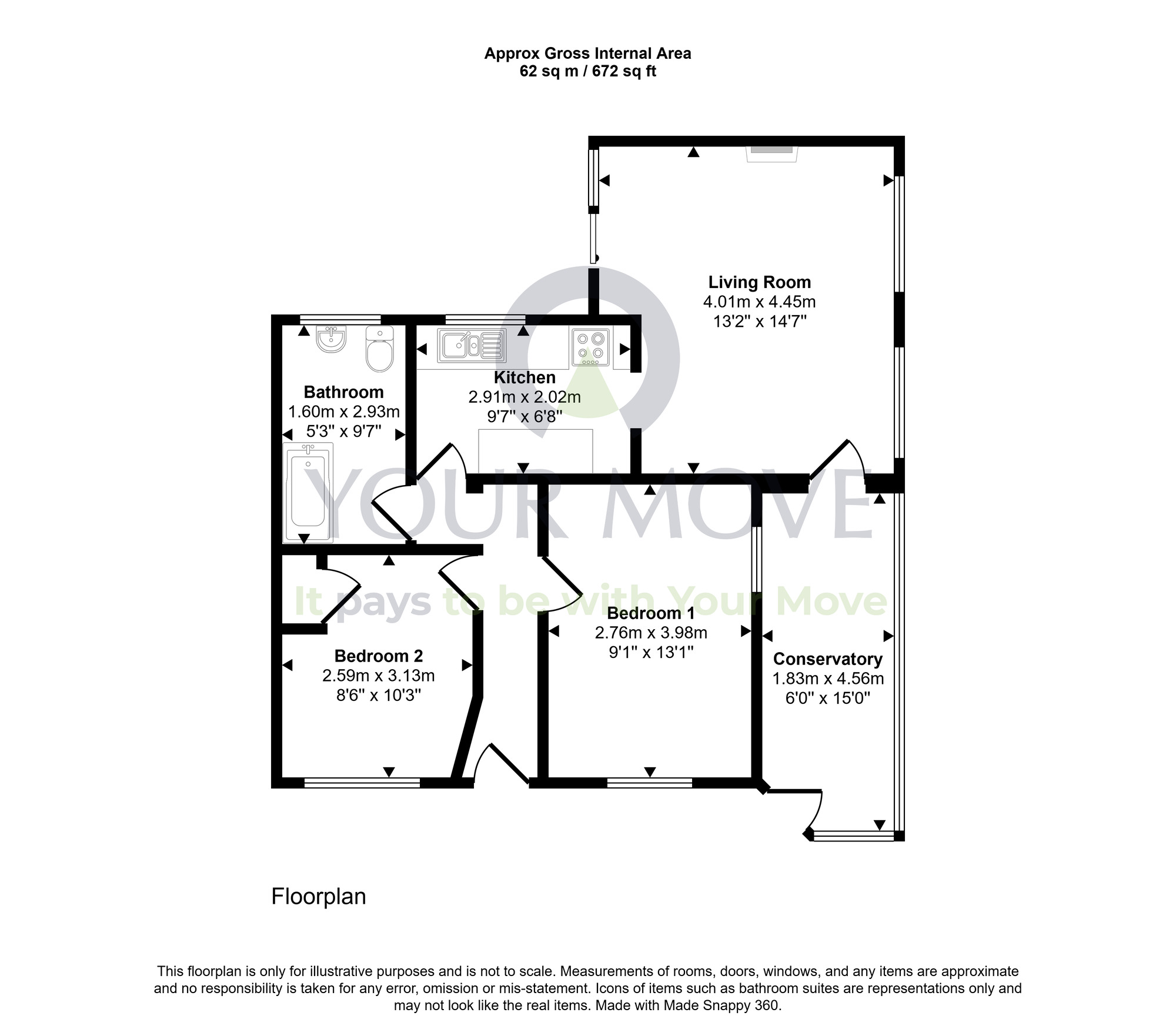 Floorplan of 2 bedroom Detached Bungalow for sale, Southerness, Dumfries, Dumfries and Galloway, DG2