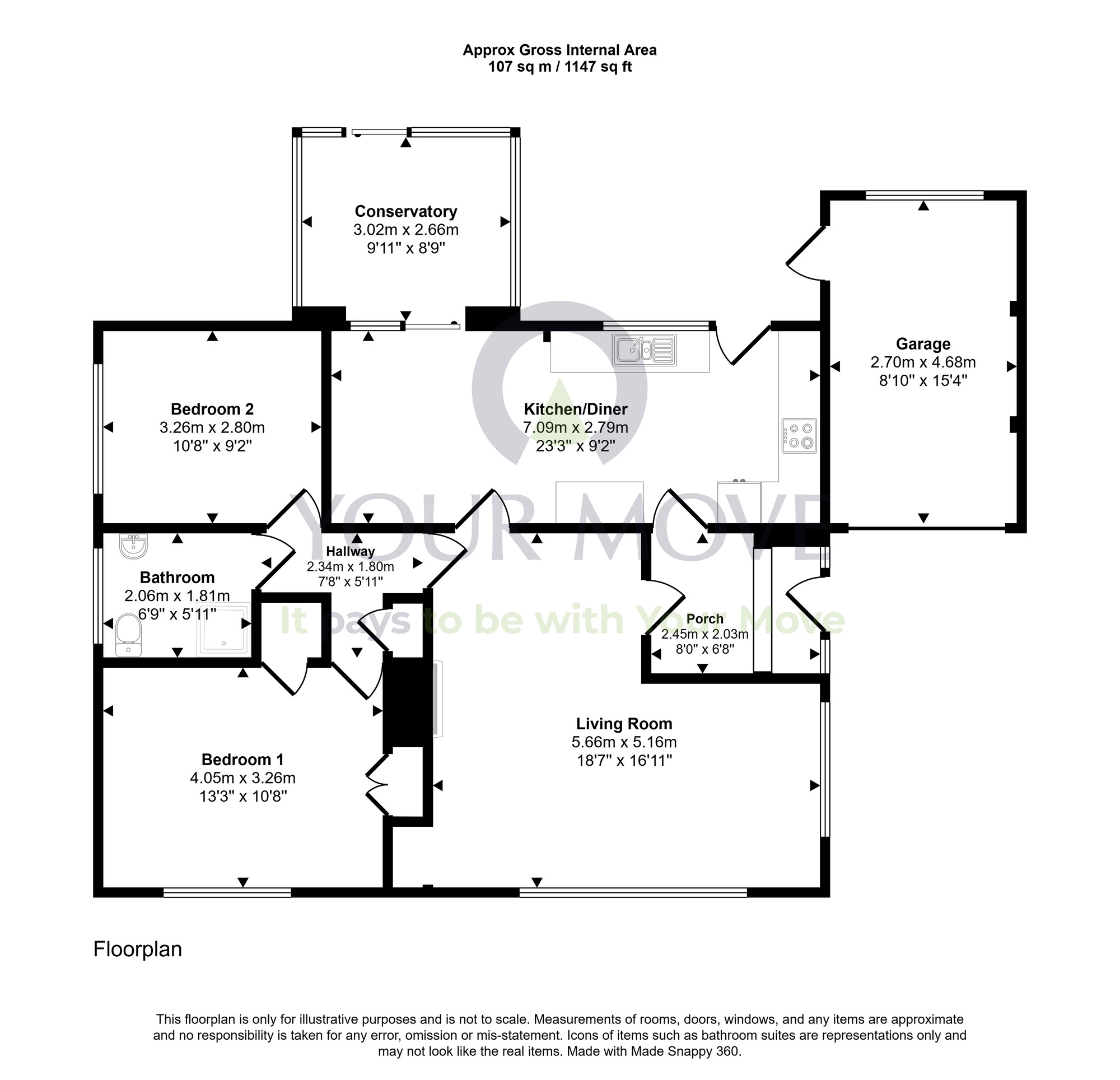 Floorplan of 2 bedroom Detached Bungalow for sale, Barnbarroch, Dalbeattie, Dumfries and Galloway, DG5