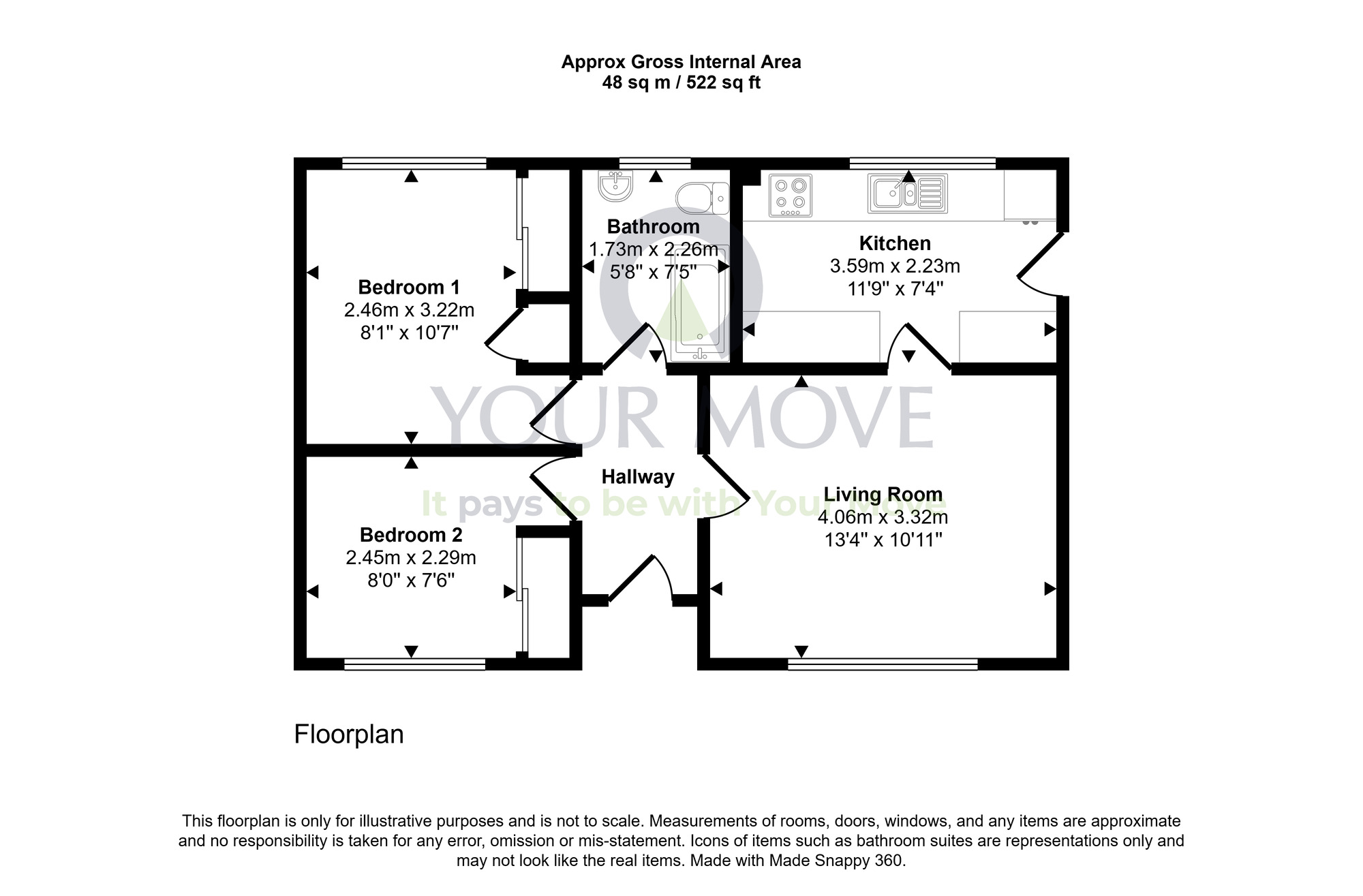 Floorplan of 2 bedroom Semi Detached Bungalow for sale, Georgetown Road, Dumfries, Dumfries and Galloway, DG1