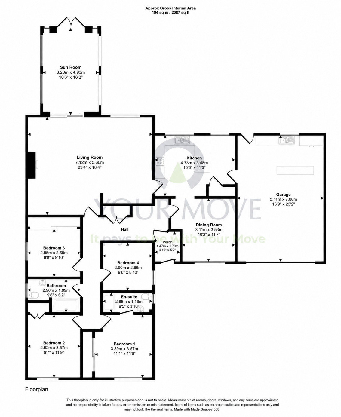 Floorplan of 4 bedroom Detached Bungalow for sale, Crocketford, Dumfries, Dumfries and Galloway, DG2