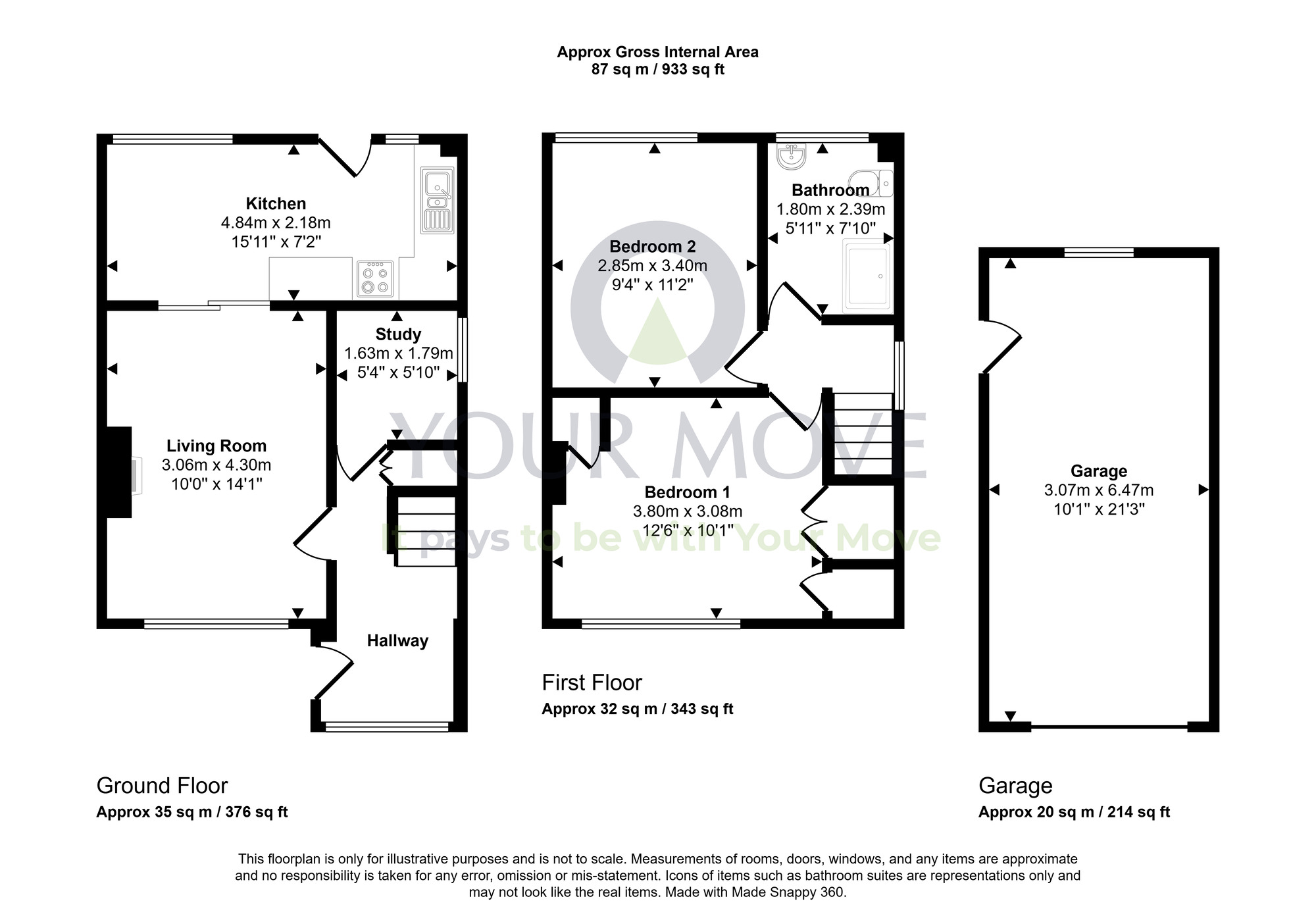 Floorplan of 2 bedroom Semi Detached House for sale, Airds Court, Dumfries, Dumfries and Galloway, DG1