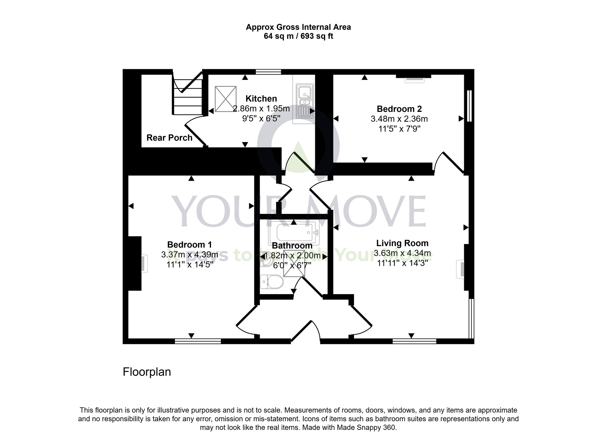 Floorplan of 2 bedroom End Terrace Property for sale, Kirkgate, Dunscore, Dumfries and Galloway, DG2