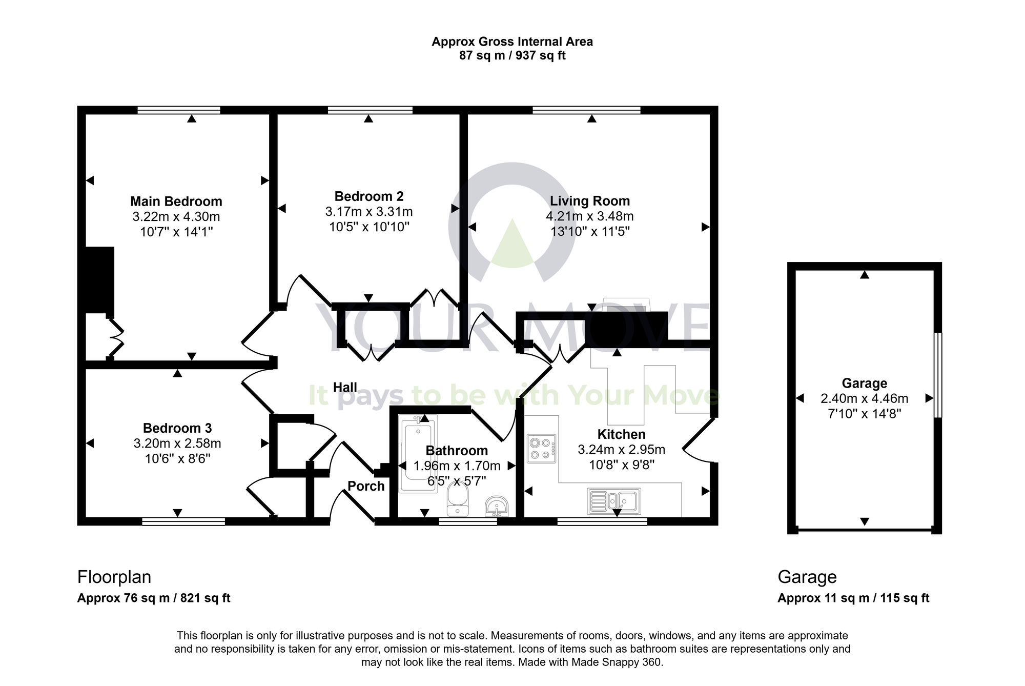 Floorplan of 3 bedroom Semi Detached Bungalow for sale, Carla Place, Caerlaverock, Dumfries and Galloway, DG1