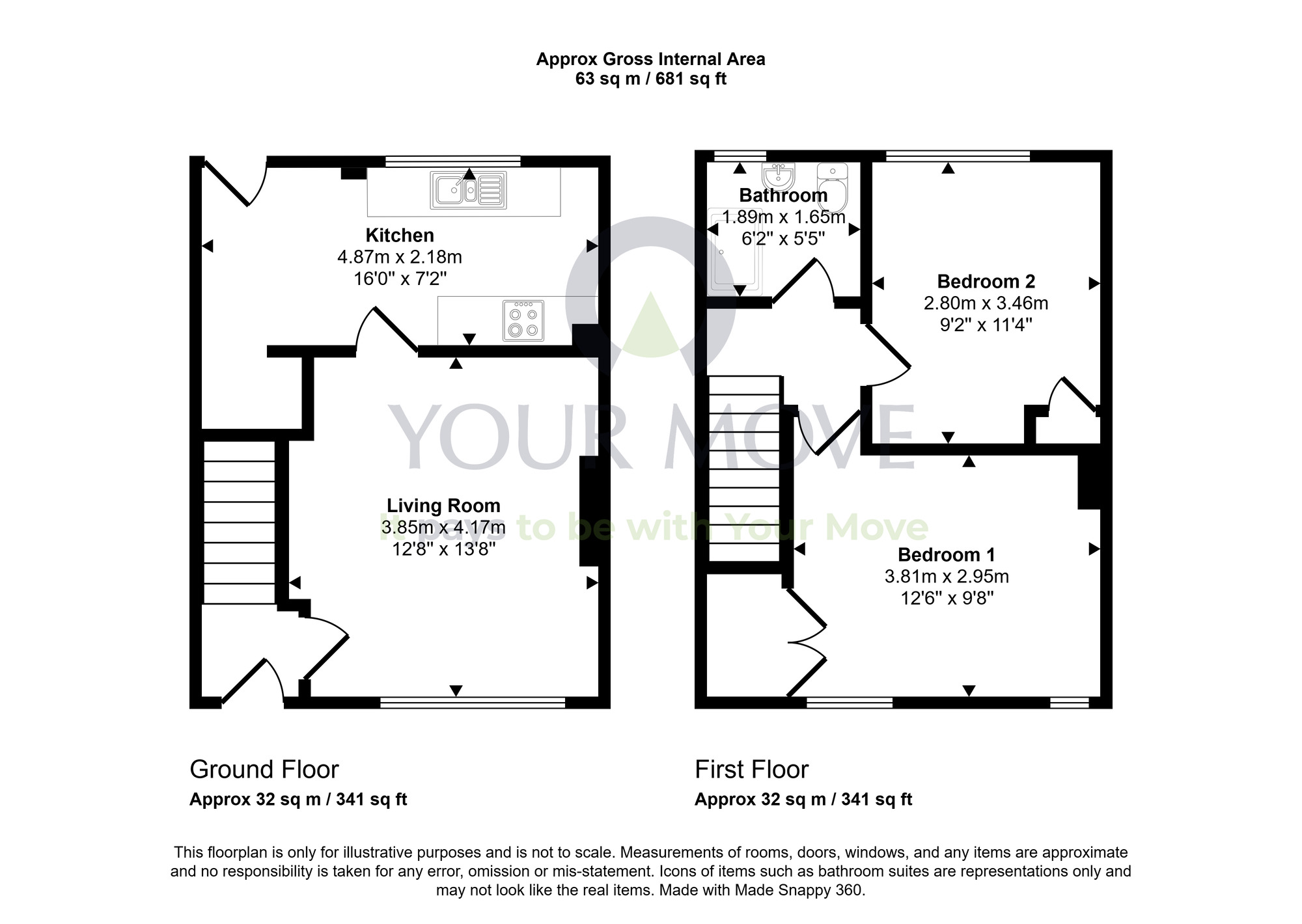 Floorplan of 2 bedroom Mid Terrace House for sale, Birkburn Road, Kelloholm, Dumfries and Galloway, DG4