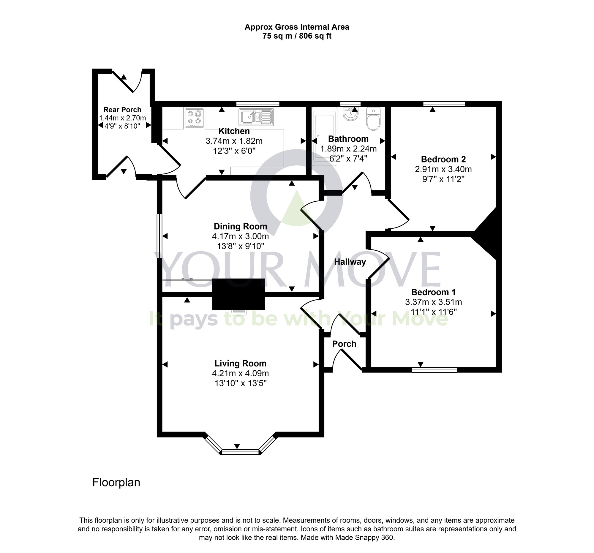 Floorplan of 2 bedroom Semi Detached Bungalow for sale, Hardthorn Road, Dumfries, Dumfries and Galloway, DG2