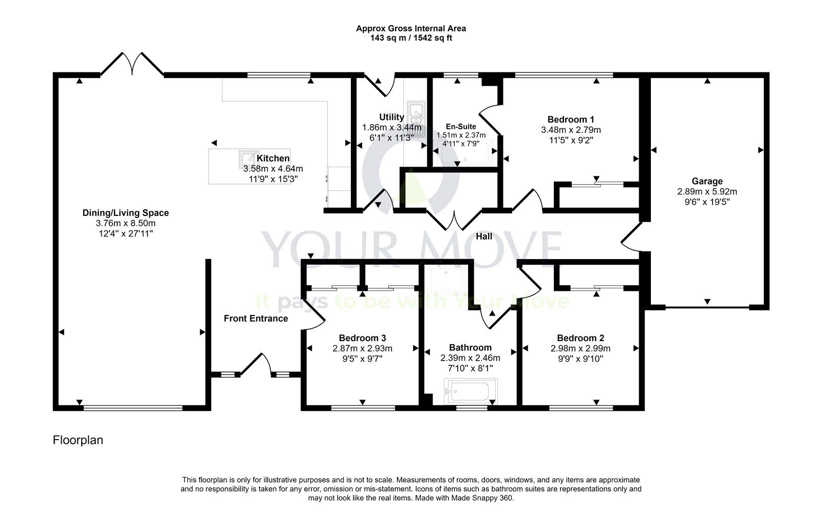 Floorplan of 3 bedroom Detached Bungalow for sale, Bluebell Gardens, Dumfries, DG1