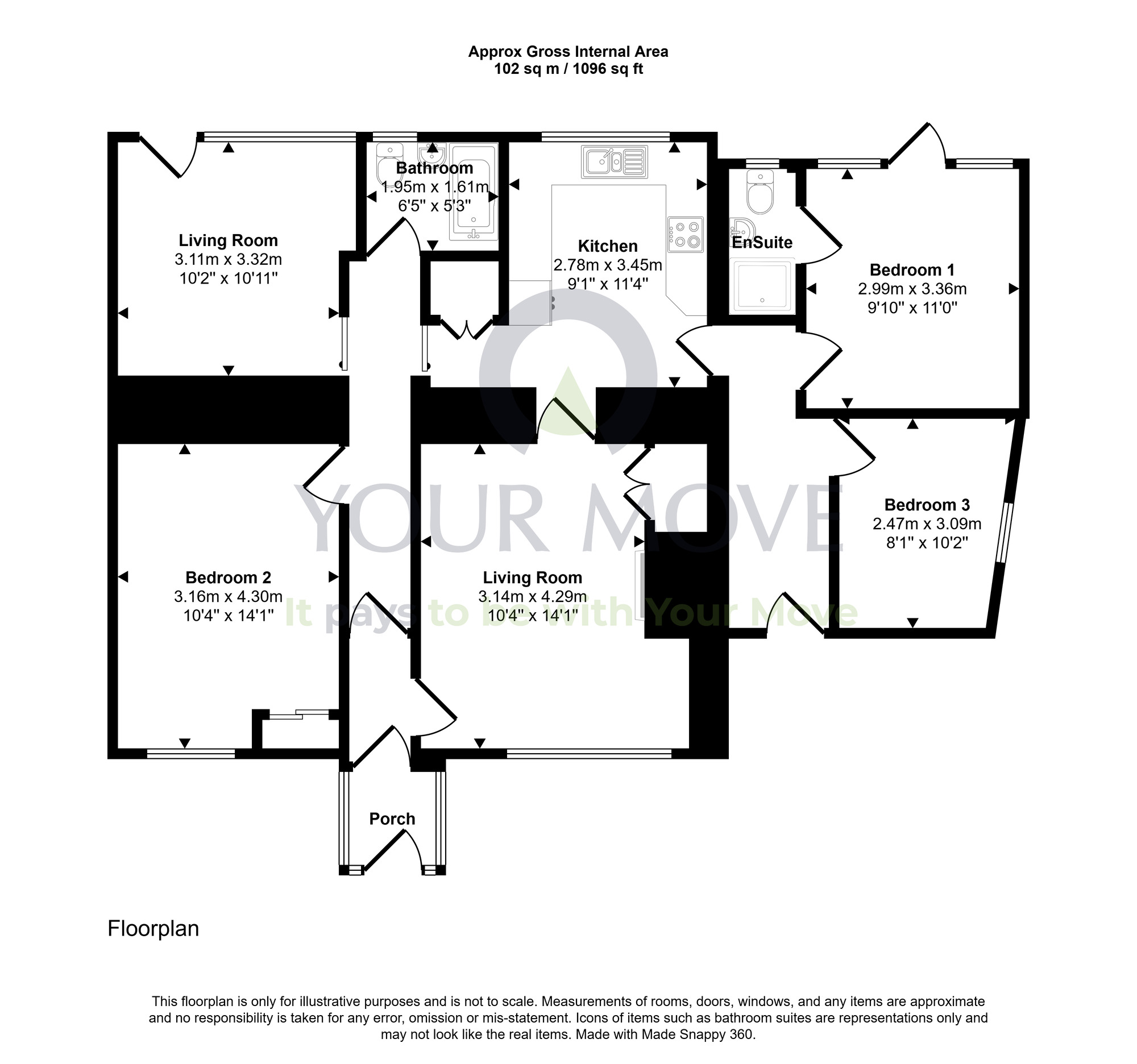 Floorplan of 3 bedroom Semi Detached Bungalow for sale, Park, Thornhill, Dumfries and Galloway, DG3