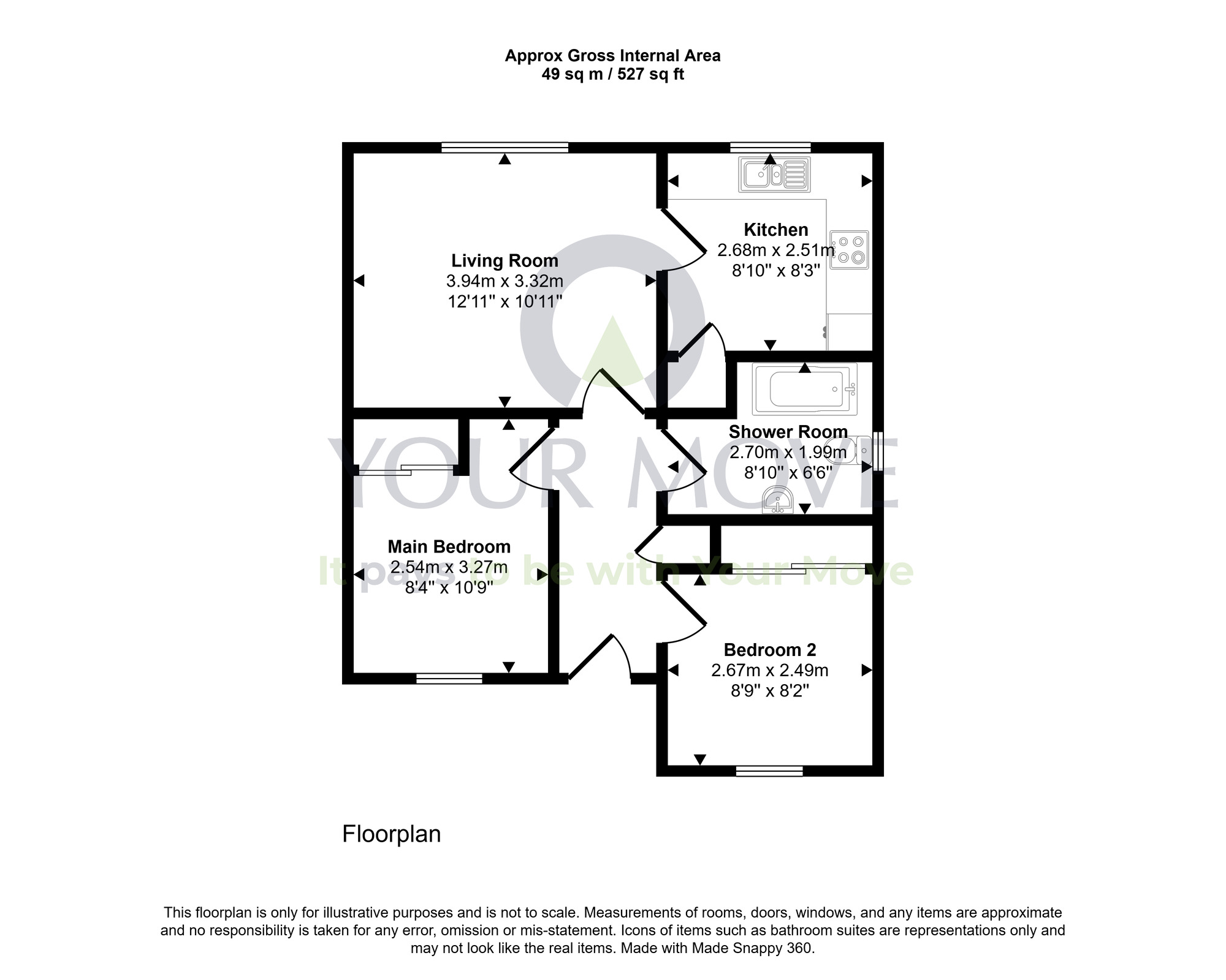 Floorplan of 2 bedroom Semi Detached Bungalow for sale, Hutchison Drive, Scone, Perth and Kinross, PH2