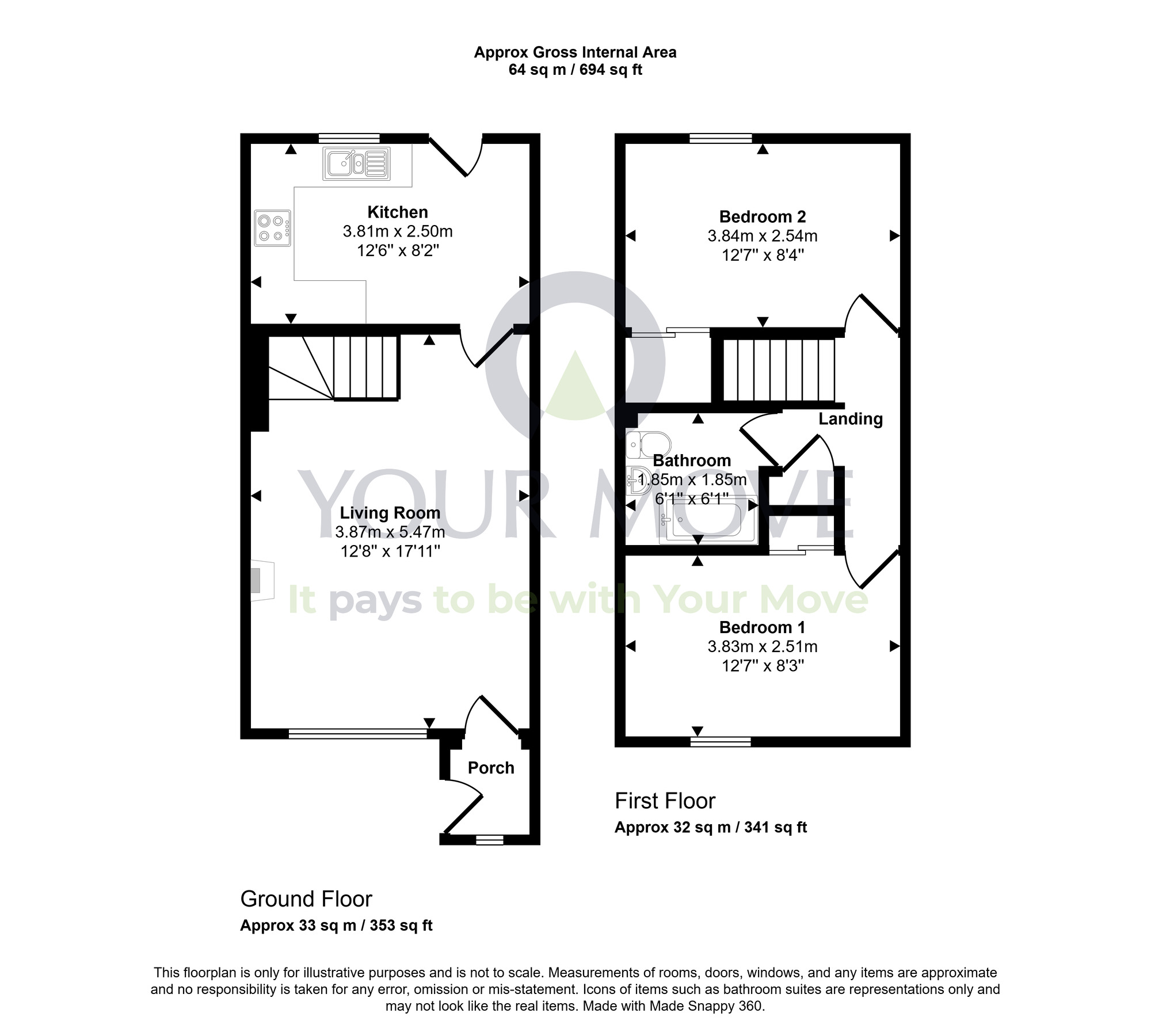 Floorplan of 2 bedroom Mid Terrace House for sale, Gillbrae, Dumfries, Dumfries and Galloway, DG1