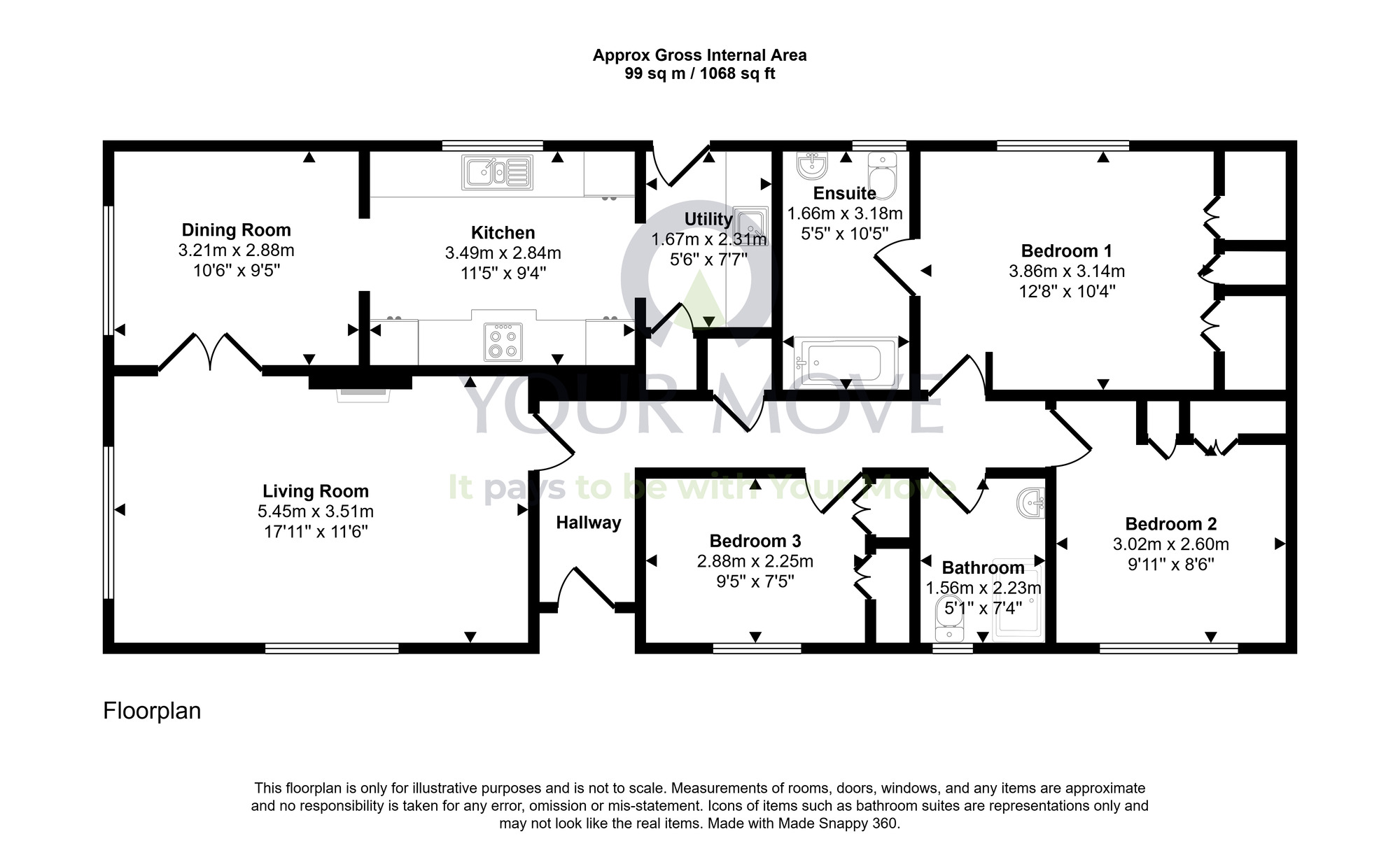 Floorplan of 3 bedroom Park Home Property for sale, Johnstonebridge, Lockerbie, Dumfries and Galloway, DG11