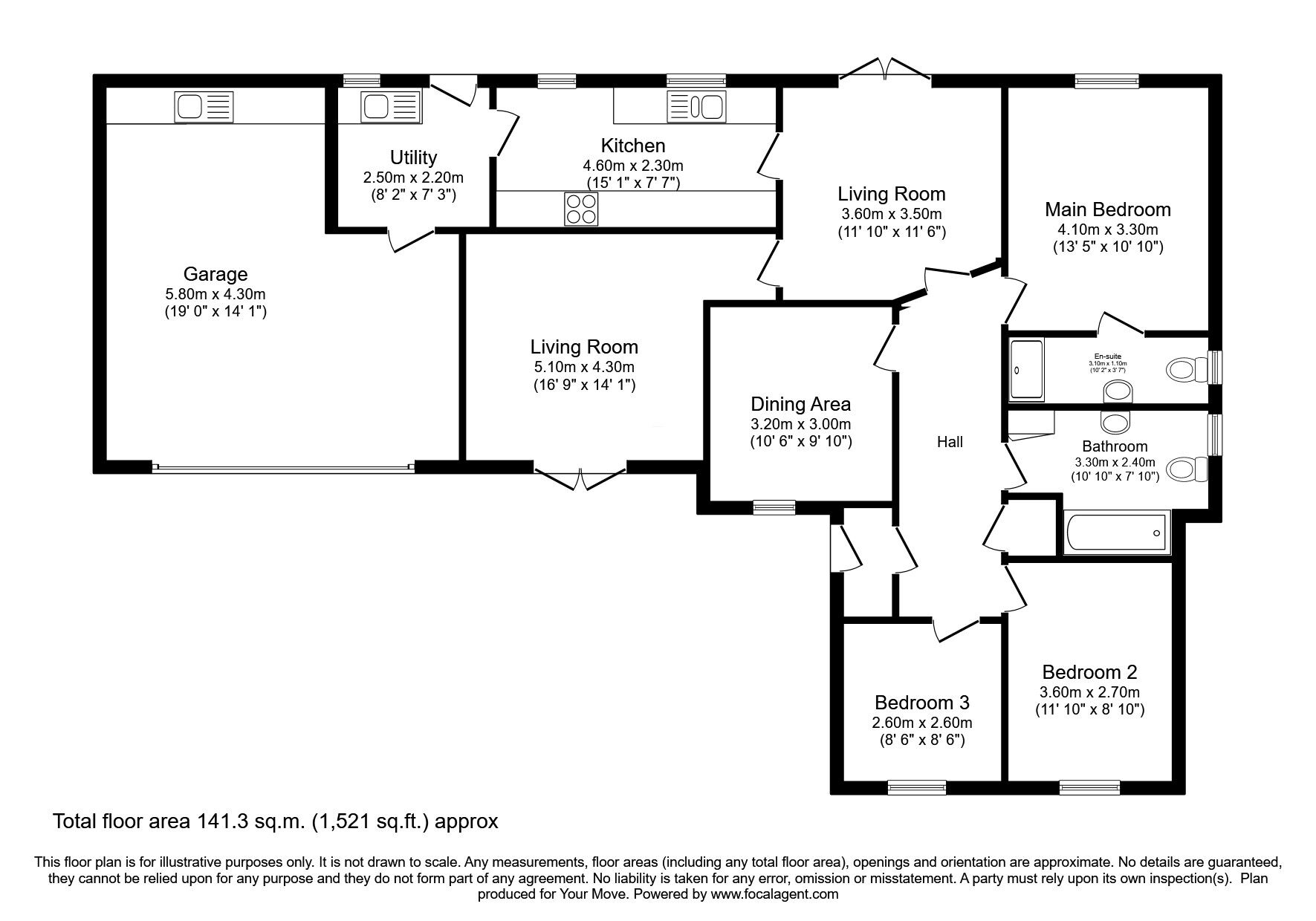Floorplan of 3 bedroom Detached Bungalow for sale, Glenannan Park, Lockerbie, Dumfries and Galloway, DG11