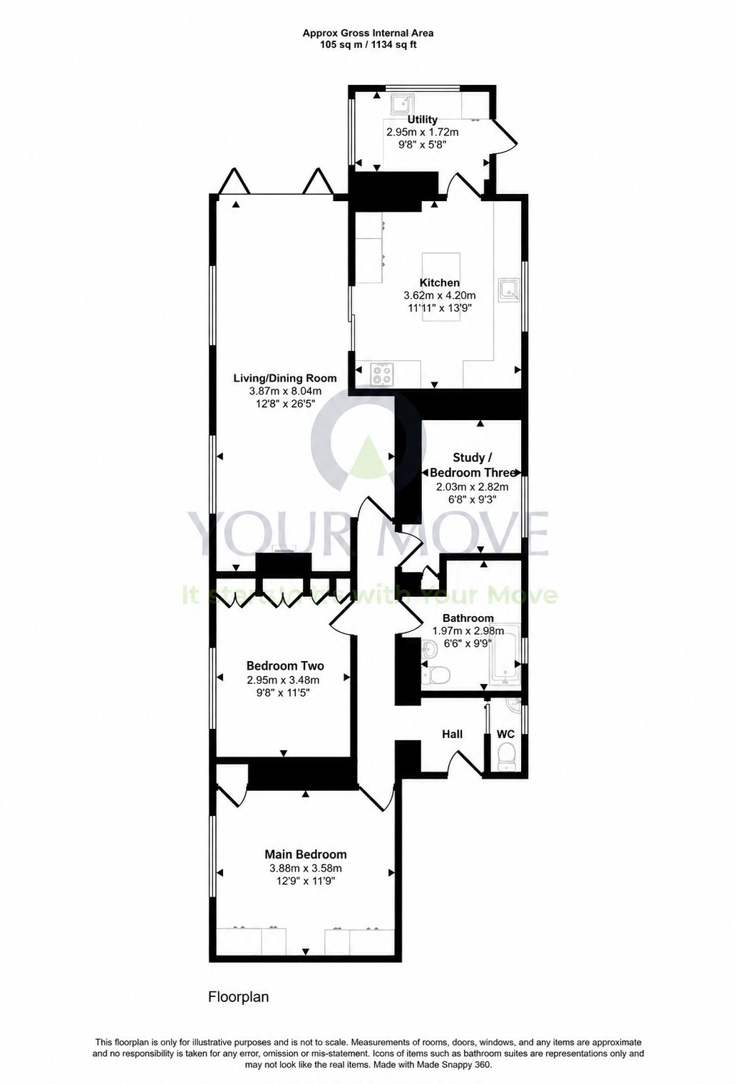 Floorplan of 3 bedroom Detached Bungalow for sale, Beeswing, Dumfries, Dumfries and Galloway, DG2