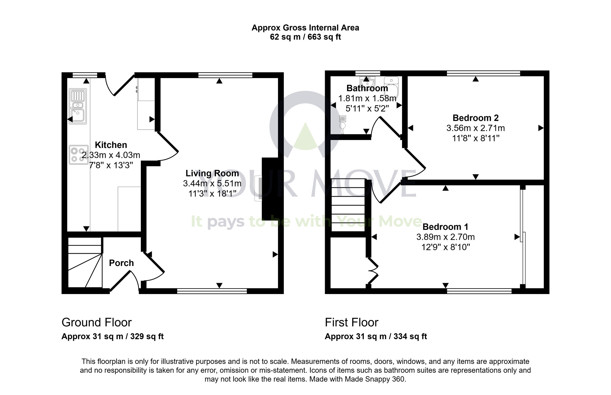 Floorplan of 2 bedroom Semi Detached House for sale, Afton Drive, Dumfries, Dumfries and Galloway, DG2