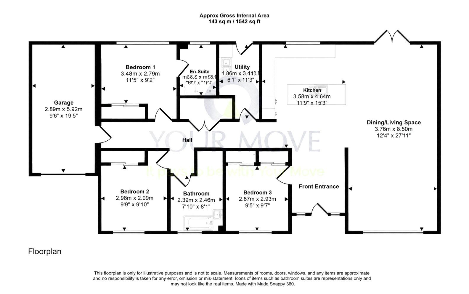 Floorplan of 3 bedroom Detached Bungalow for sale, Bluebell Gardens, Dumfries, DG1