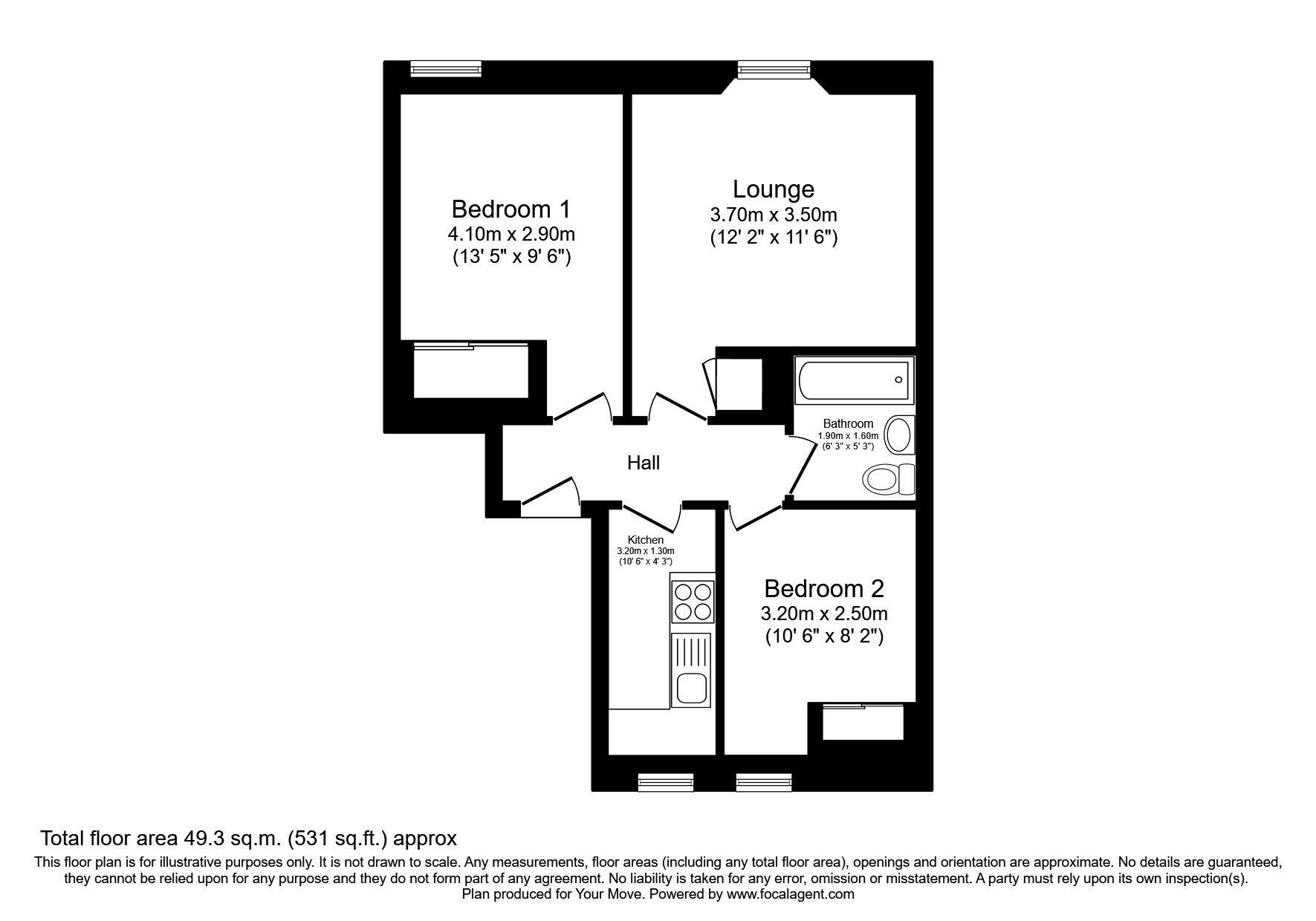 Floorplan of 2 bedroom  Flat to rent, Forest Park Place, Dundee, DD1