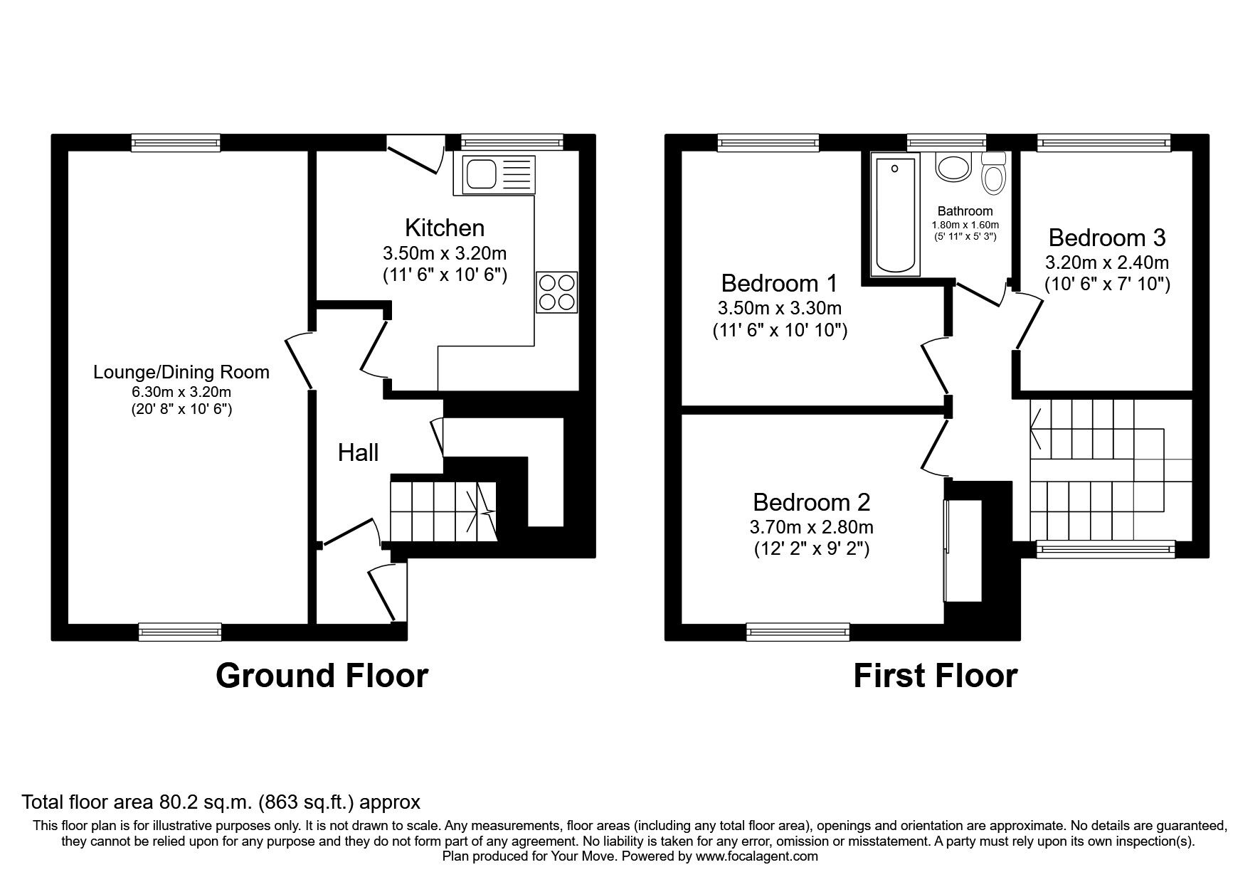 Floorplan of 3 bedroom  House to rent, Tweed Crescent, Dundee, Angus, DD2