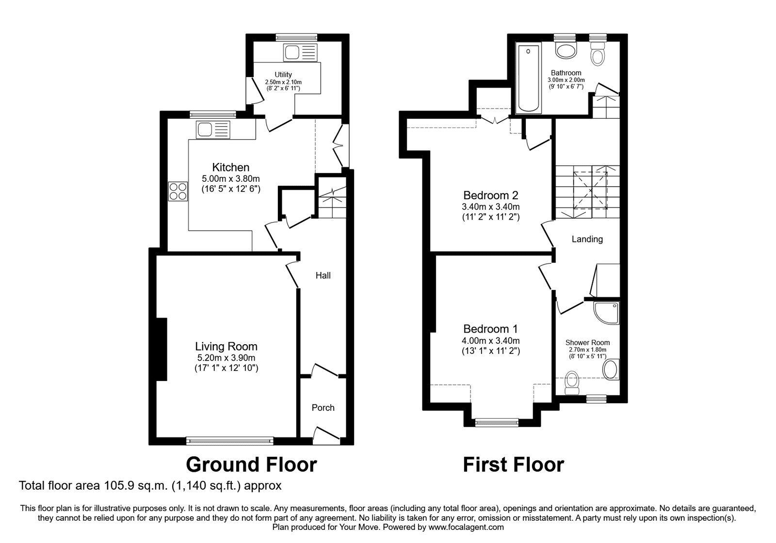 Floorplan of 2 bedroom Mid Terrace House to rent, Rose Crescent, Perth, PH1