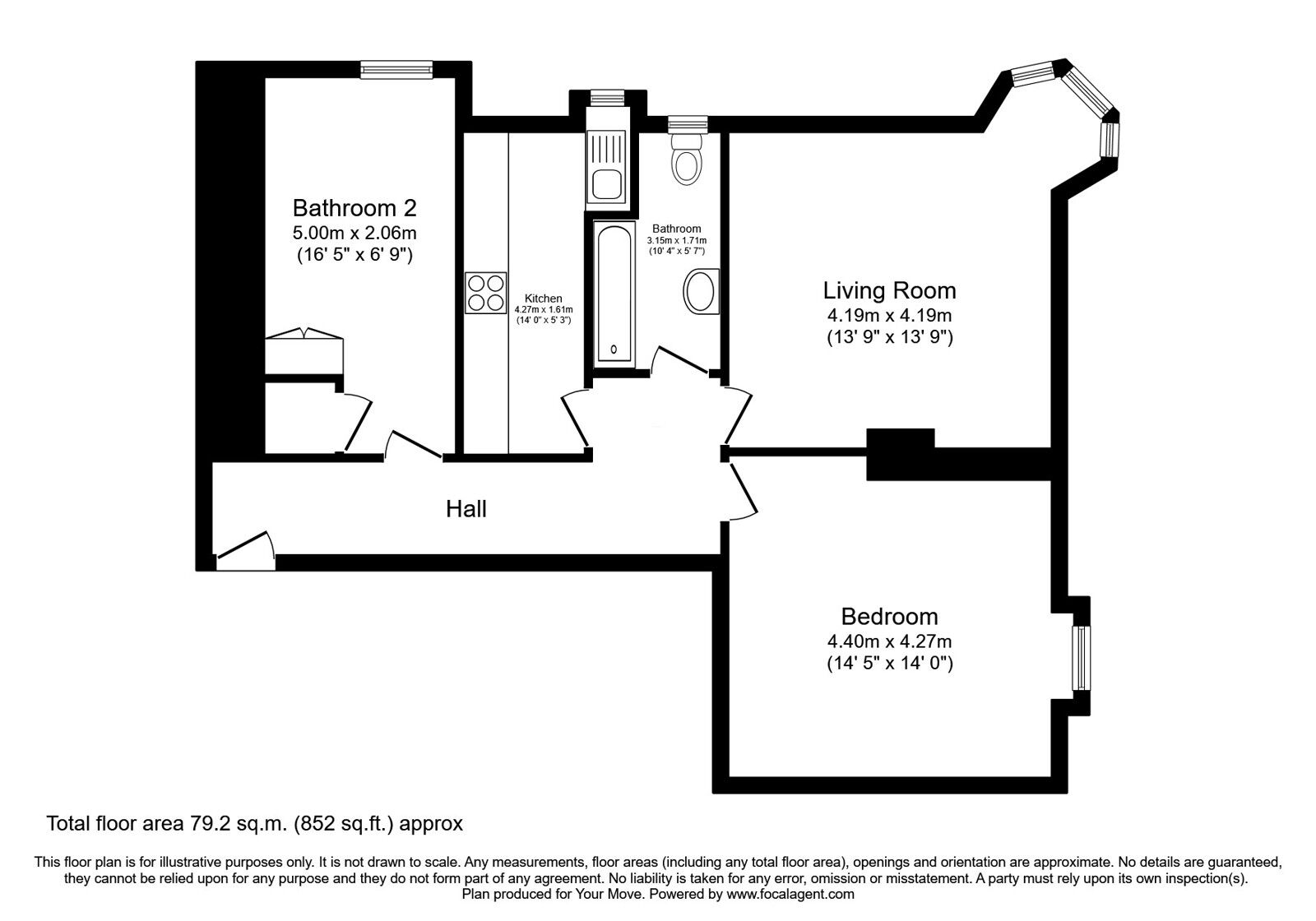 Floorplan of 2 bedroom  Flat for sale, Forfar Road, Dundee, Angus, DD4