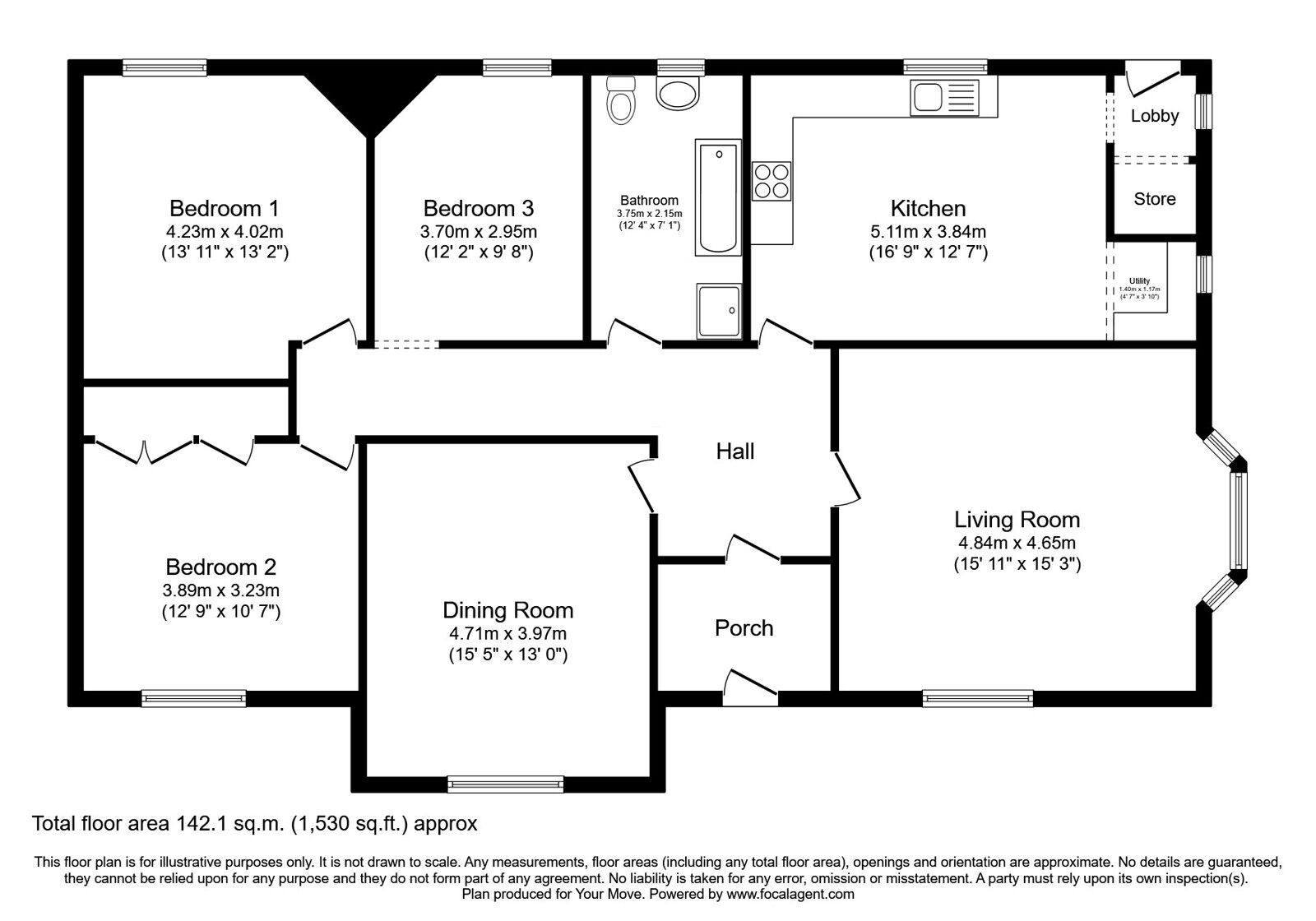 Floorplan of 3 bedroom Detached Bungalow for sale, Old Glamis Road, Dundee, Angus, DD3