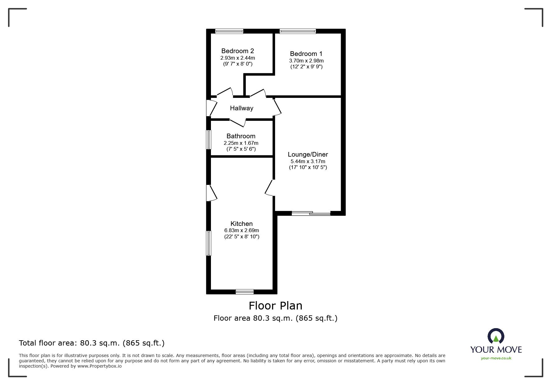 Floorplan of 2 bedroom Semi Detached Bungalow for sale, Pitroddie Gardens, Dundee, Angus, DD3