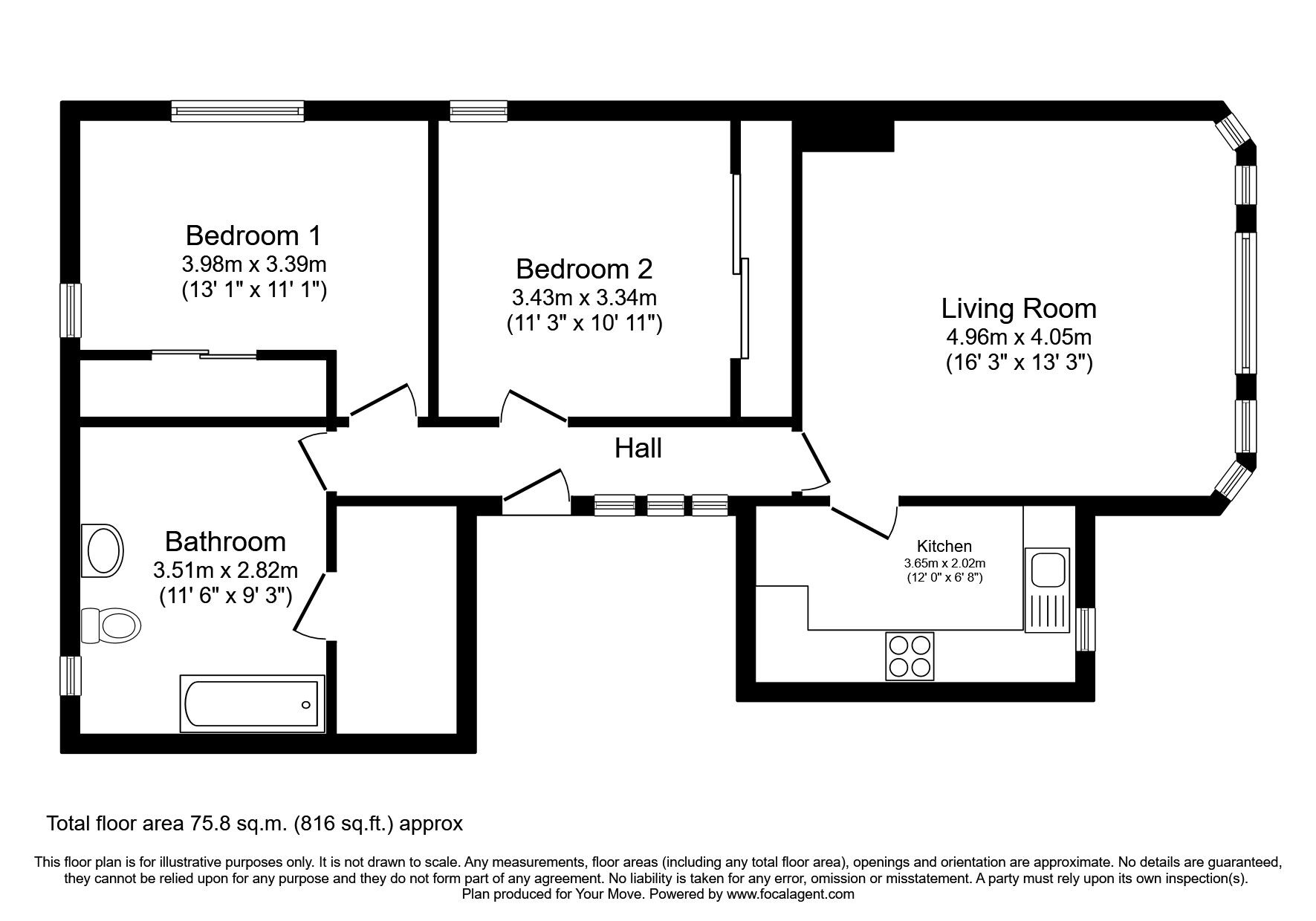 Floorplan of 2 bedroom  Flat for sale, Rockfield Street, Dundee, Angus, DD2