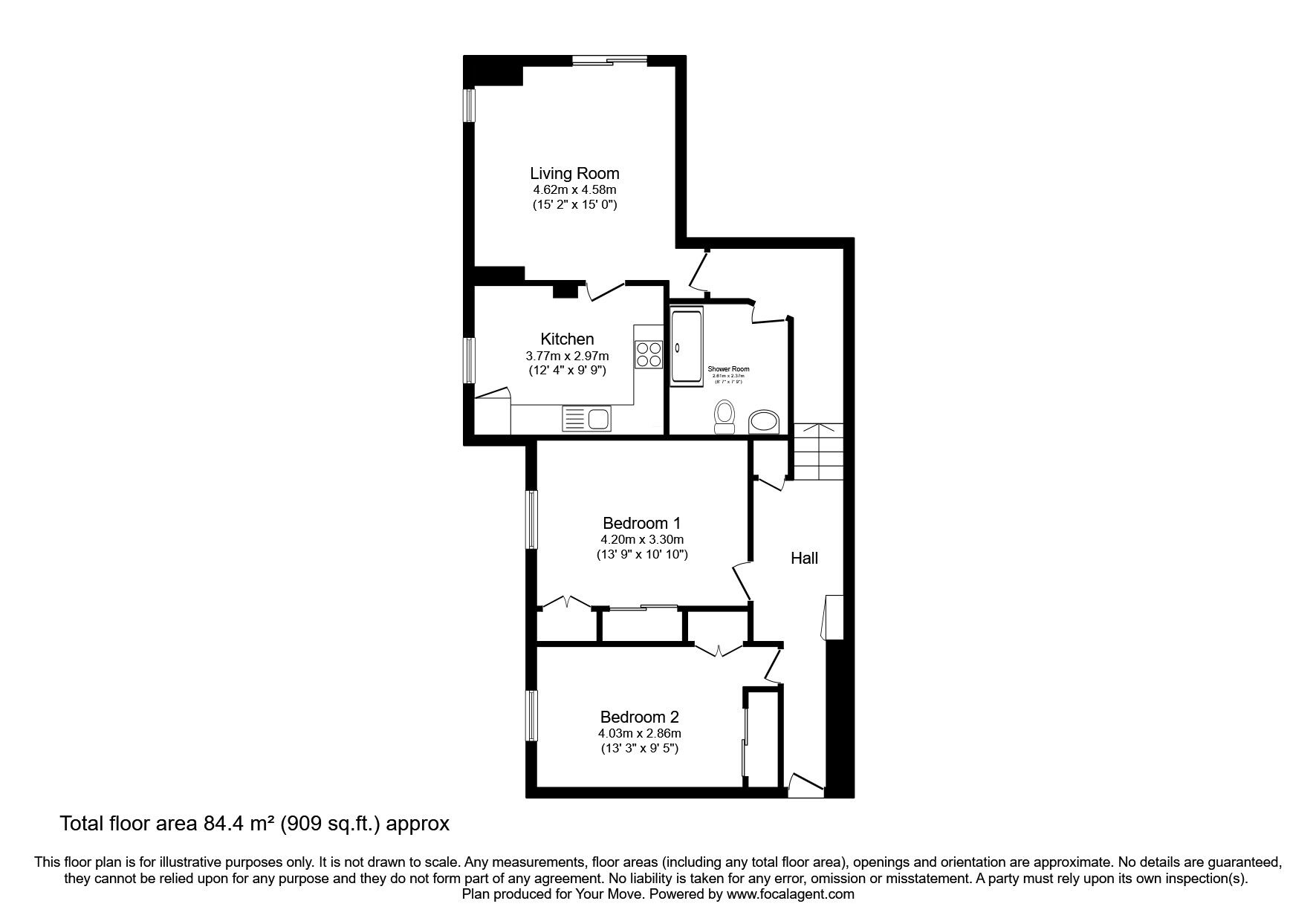 Floorplan of 2 bedroom  Flat for sale, Roseangle, Dundee, Angus, DD1