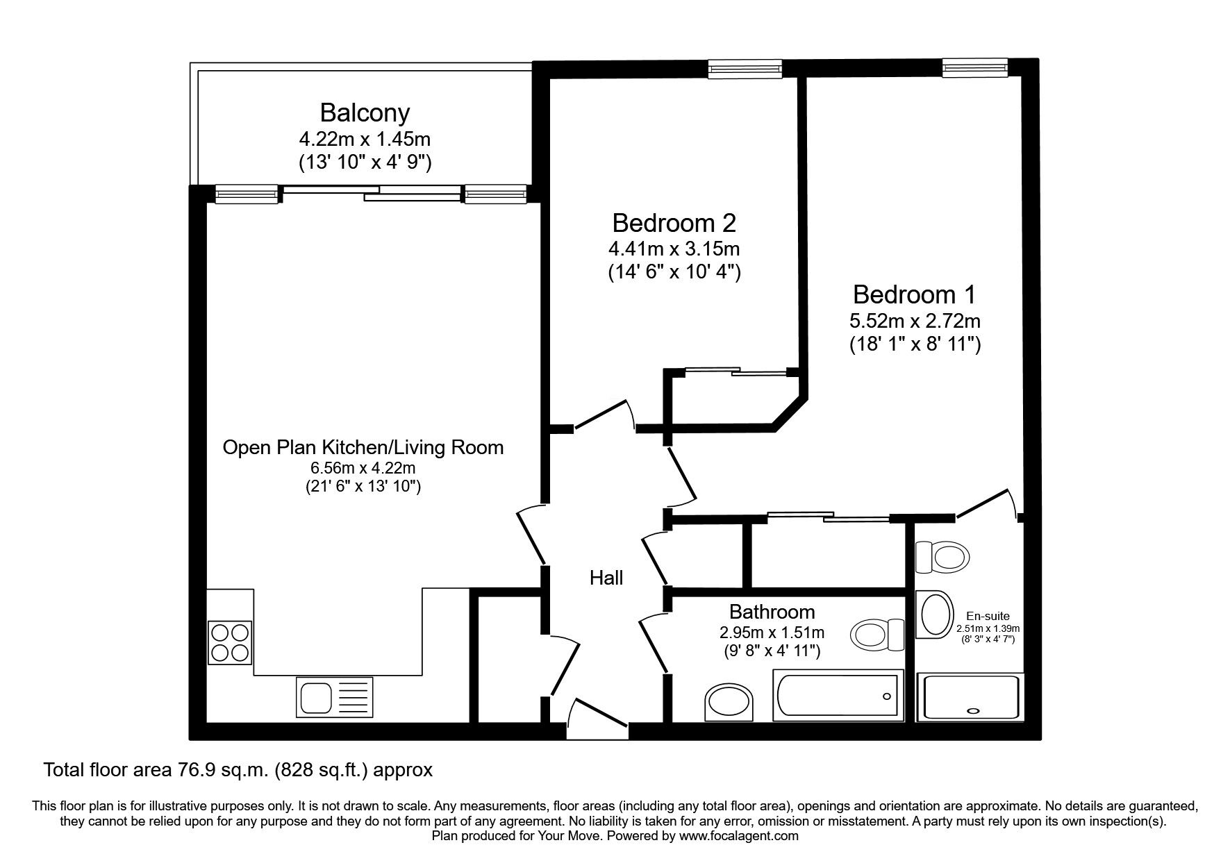 Floorplan of 2 bedroom  Flat for sale, Riverside Drive, Dundee, Angus, DD1