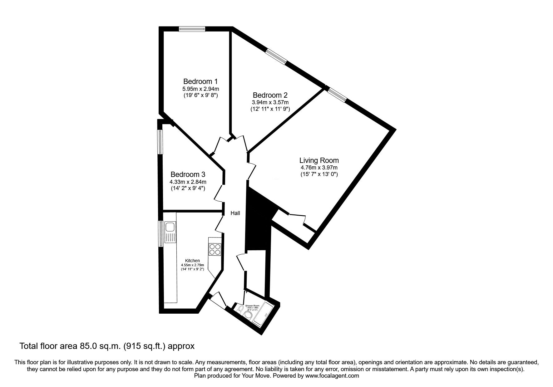 Floorplan of 3 bedroom  Flat for sale, Polepark Road, Dundee, DD1