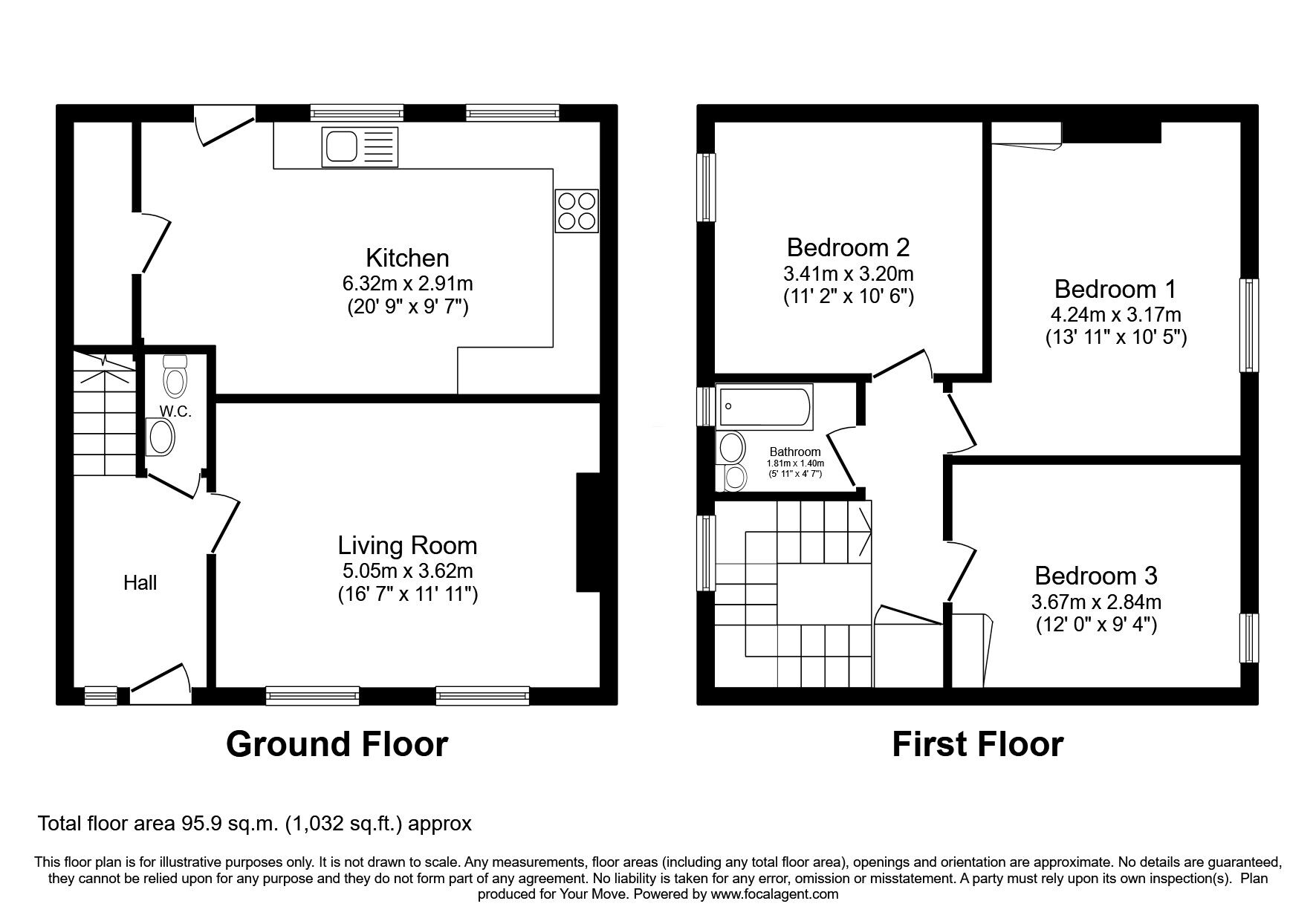 Floorplan of 3 bedroom Mid Terrace House for sale, Balunie Avenue, Dundee, Angus, DD4