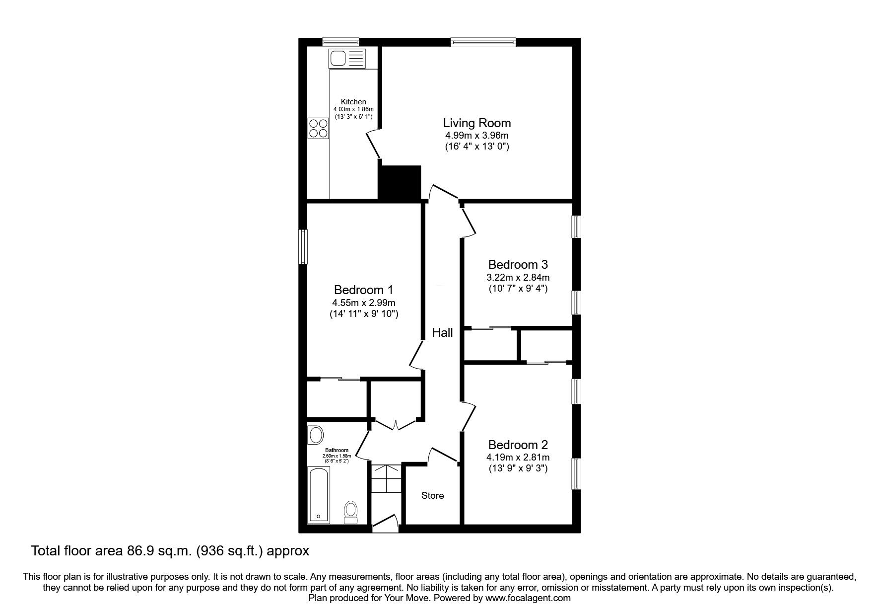 Floorplan of 3 bedroom  Flat for sale, Glenagnes Road, Dundee, Angus, DD2