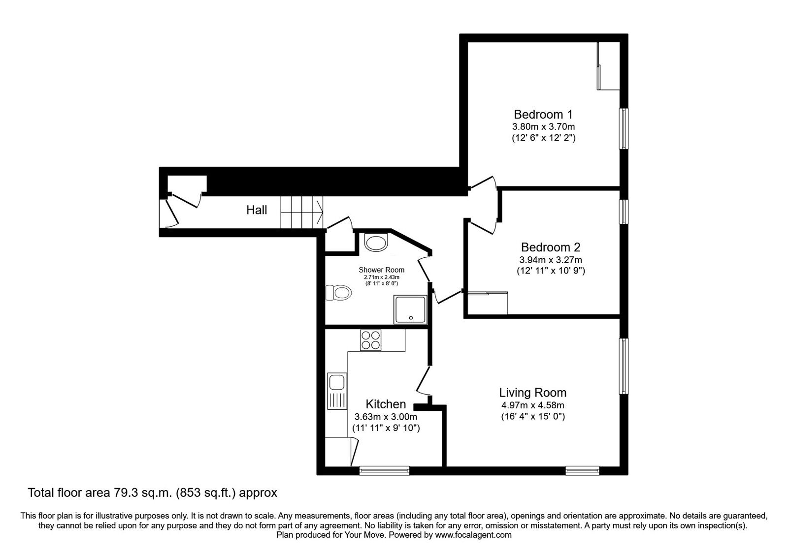 Floorplan of 2 bedroom  Flat for sale, Roseangle, Dundee, Angus, DD1