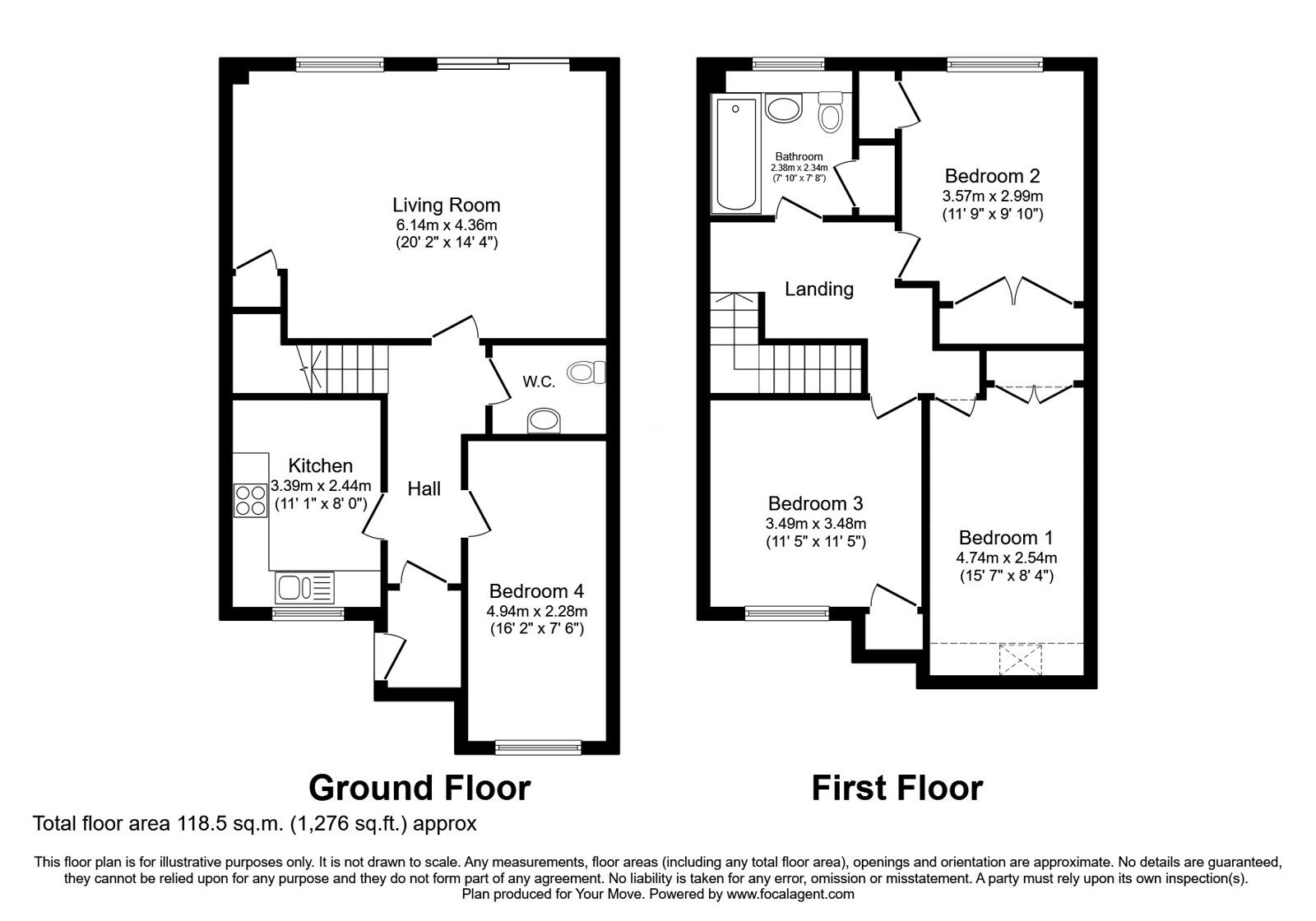 Floorplan of 4 bedroom Mid Terrace House for sale, Walkers Mill, Dundee, Angus, DD3
