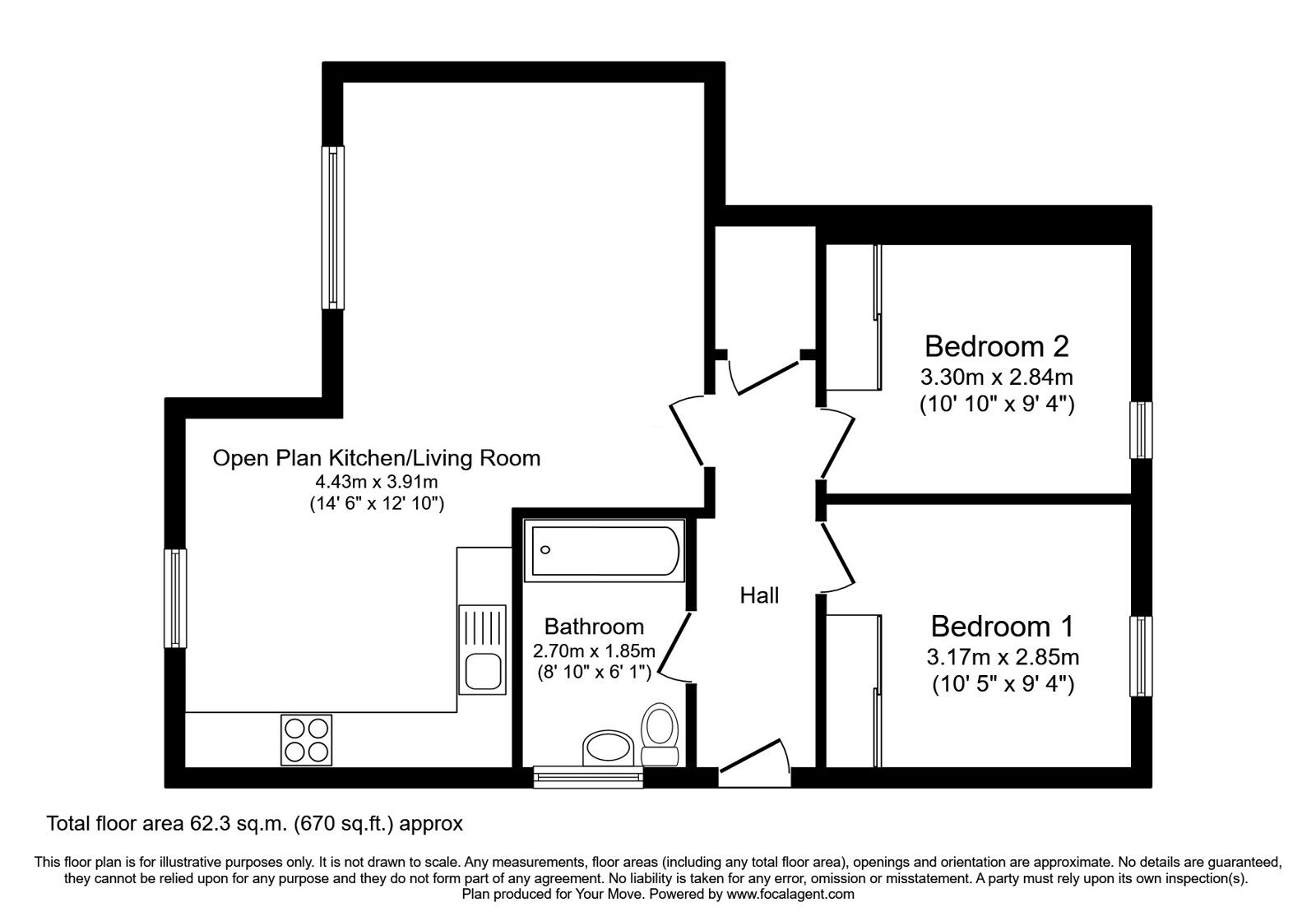 Floorplan of 2 bedroom  Flat for sale, Grayhills Row, Dundee, Angus, DD2