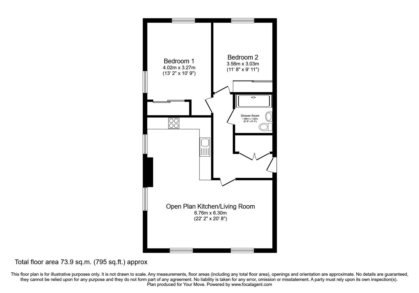 Floorplan of 2 bedroom  Flat for sale, Kemback Street, Dundee, Angus, DD4