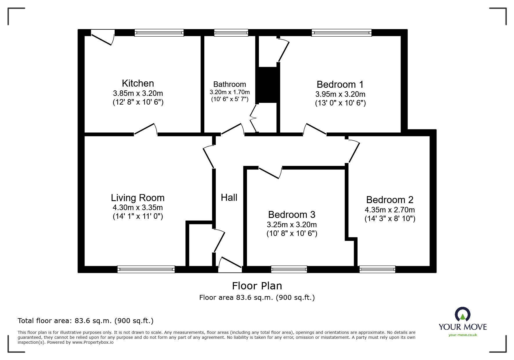 Floorplan of 3 bedroom  Flat for sale, Finavon Place, Dundee, Angus, DD4