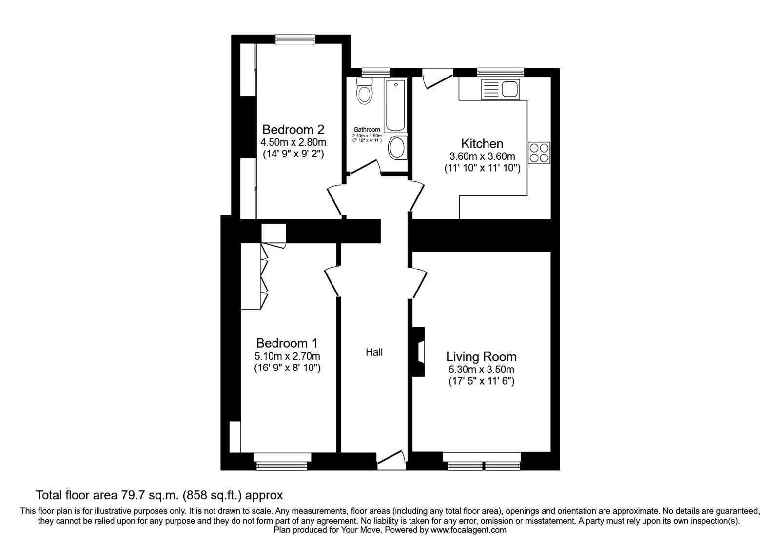 Floorplan of 2 bedroom Detached Bungalow for sale, Carneil Road, Carnock, Fife, KY12