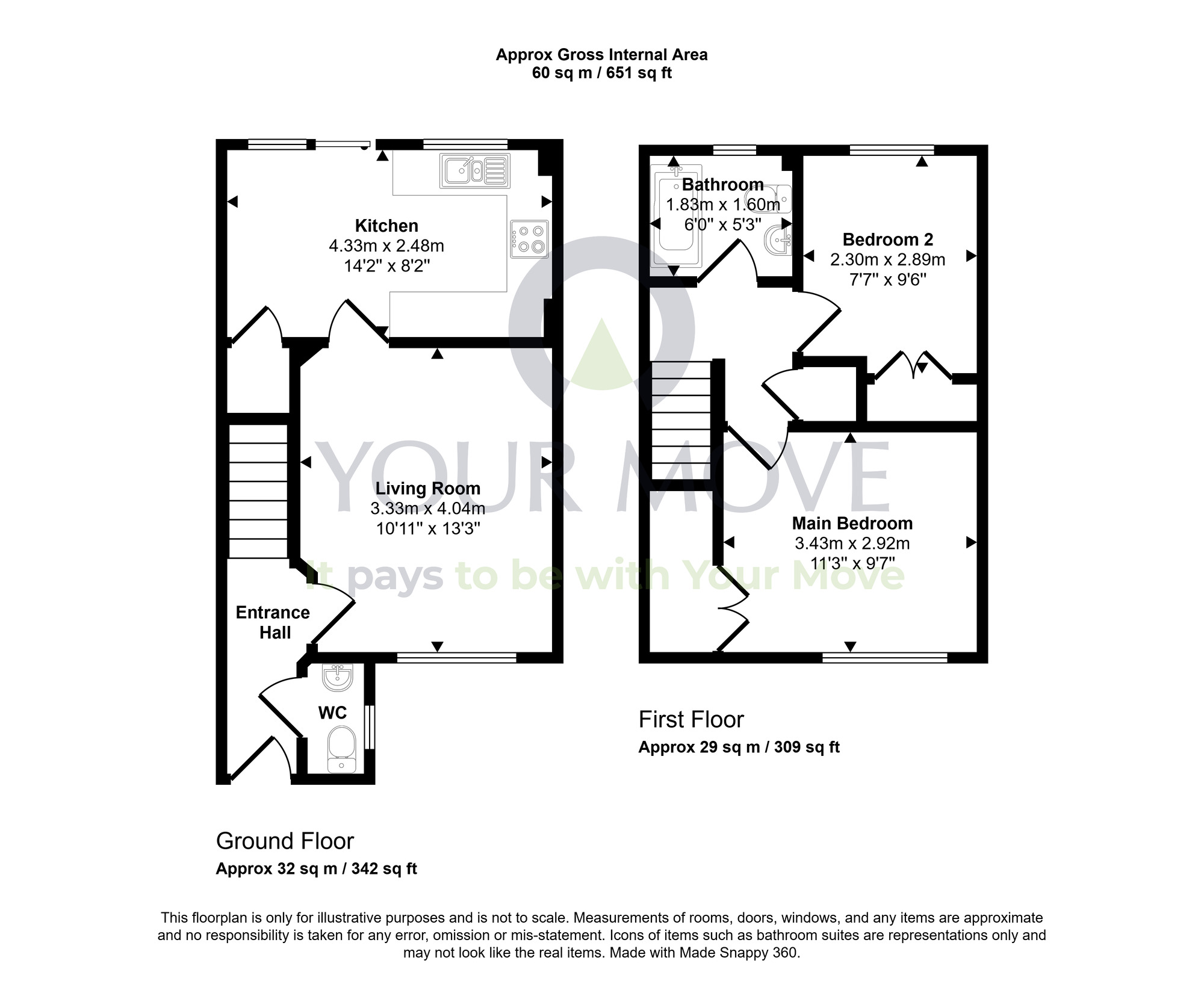 Floorplan of 2 bedroom Semi Detached House for sale, Clattowoods Place, Dundee, Angus, DD3