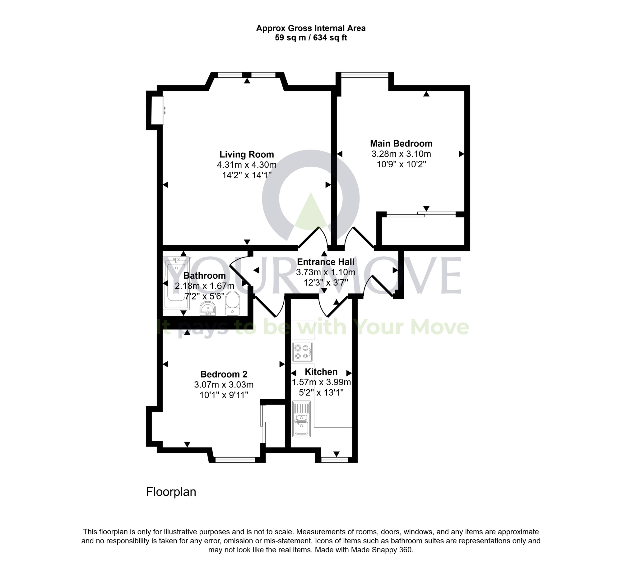 Floorplan of 2 bedroom Flat for sale, Milnbank Road, Dundee, Angus, DD1
