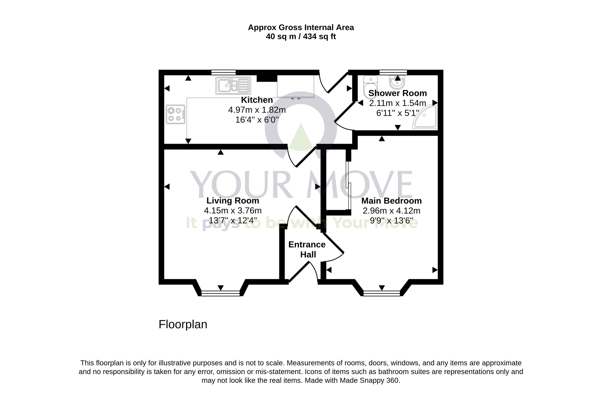 Floorplan of 1 bedroom Flat for sale, Tillyloss, Kirriemuir, Angus, DD8