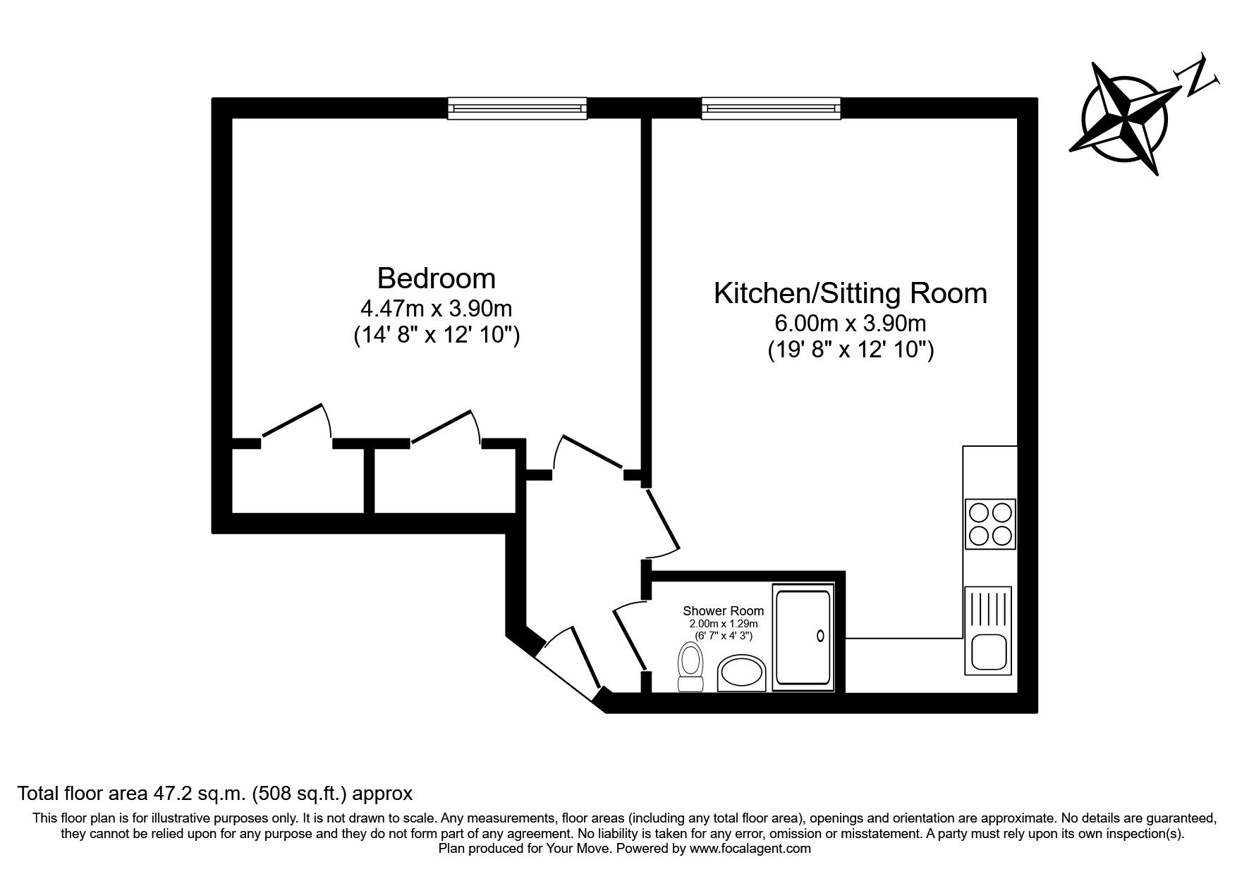 Floorplan of 1 bedroom Flat to rent, Caledonian Crescent, Edinburgh, EH11