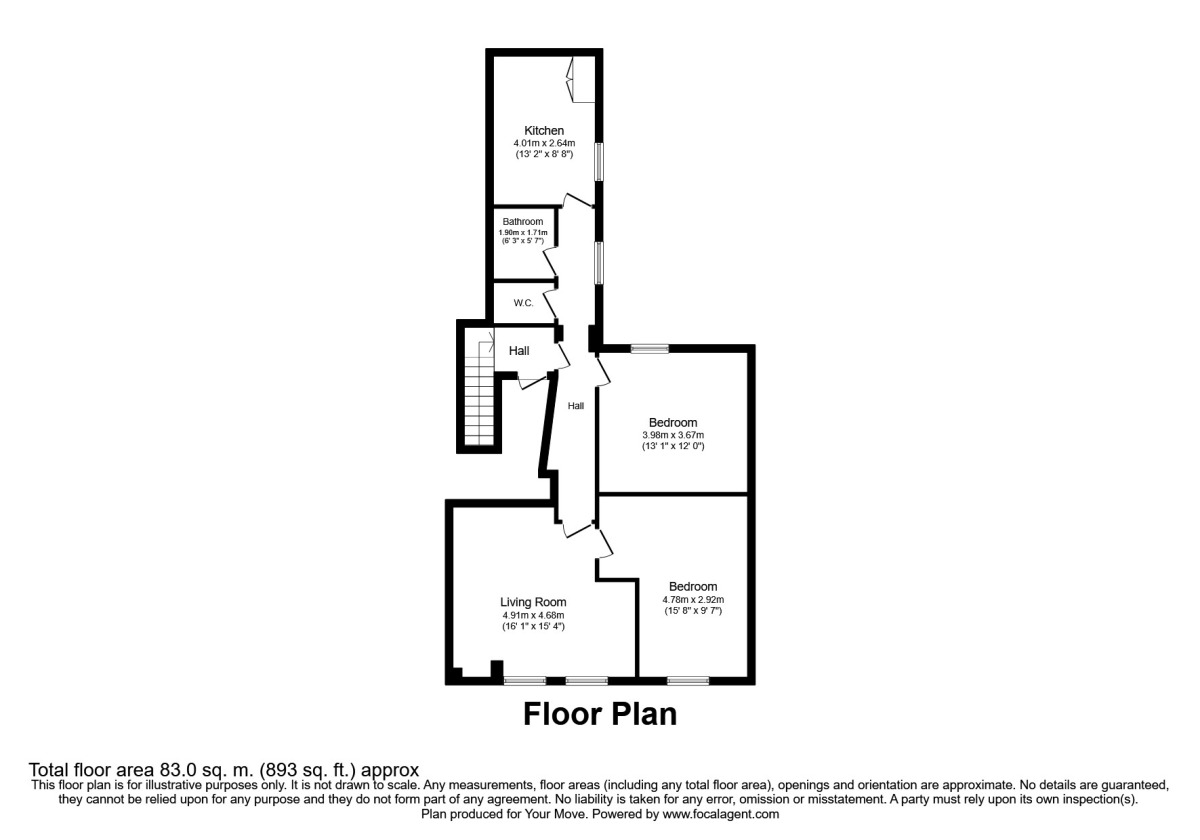 Floorplan of 2 bedroom Flat to rent, High Street, Egham, Surrey, TW20